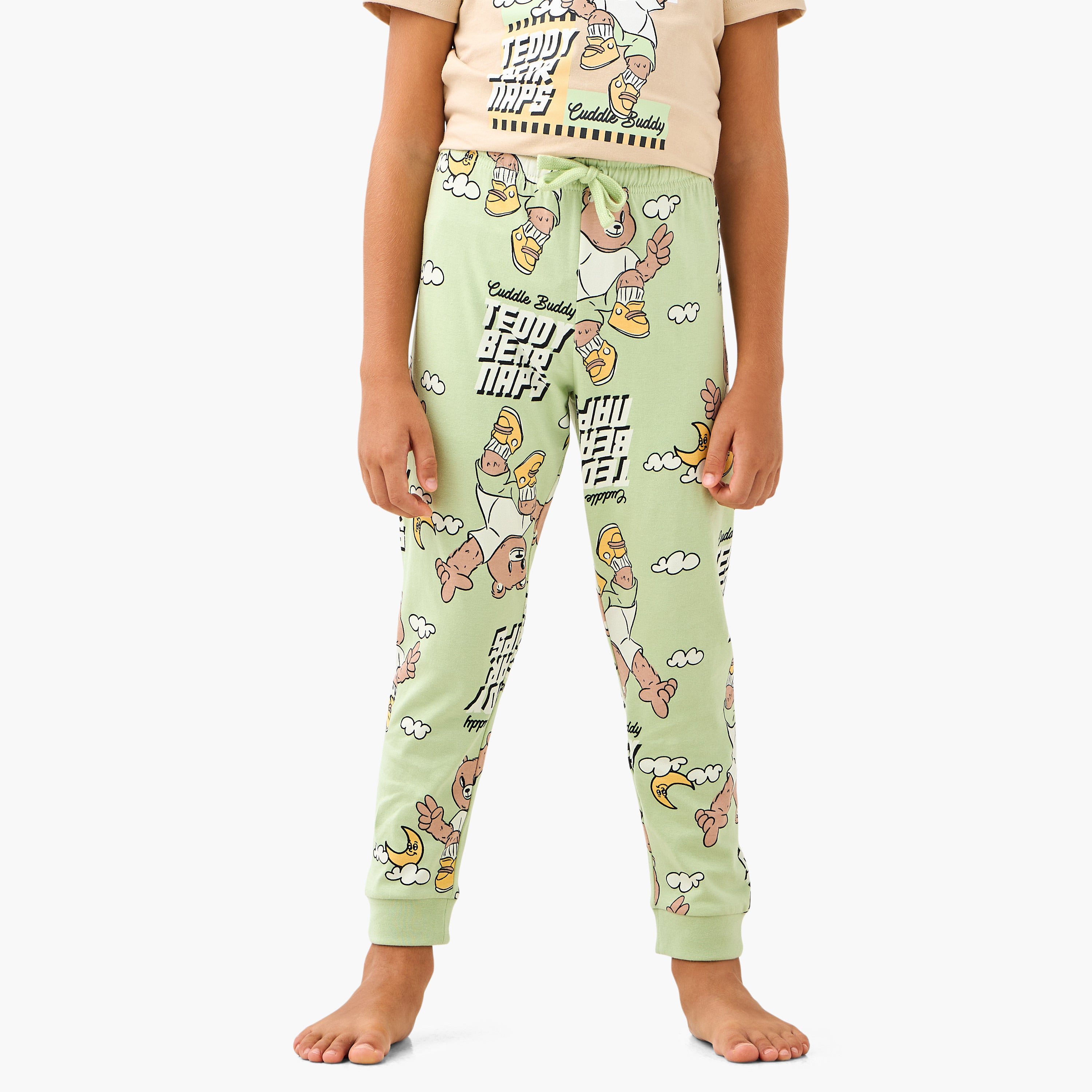 Juniors Teddy Bear Print T-shirt and Pyjama Set