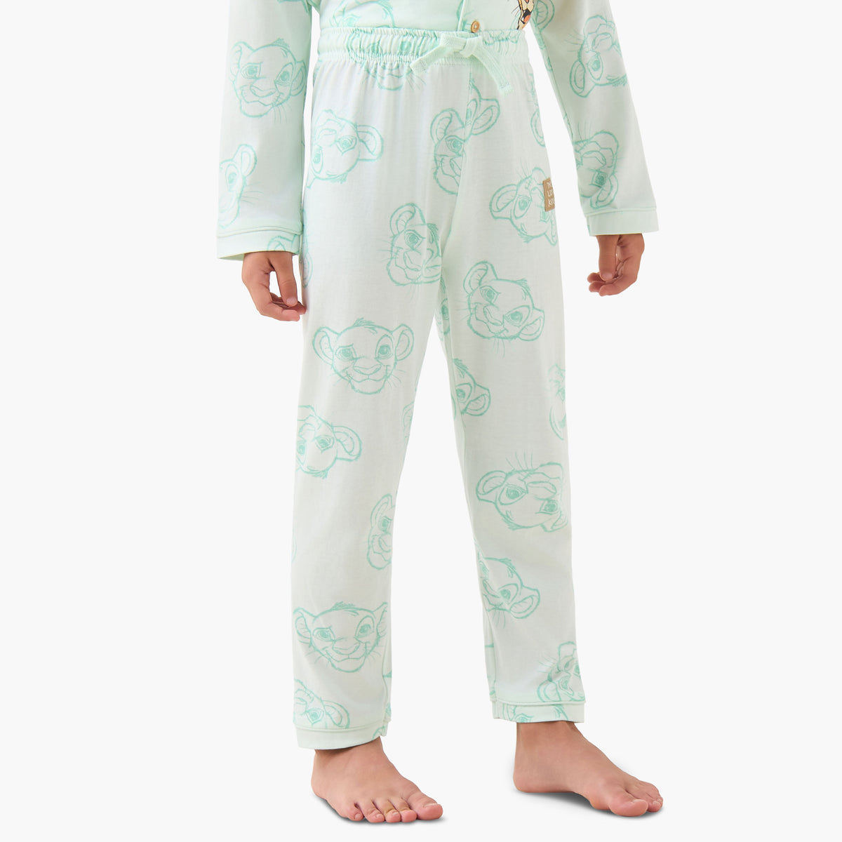 Disney Cotton Collared Long Sleeves Pyjama Set with Simba Print