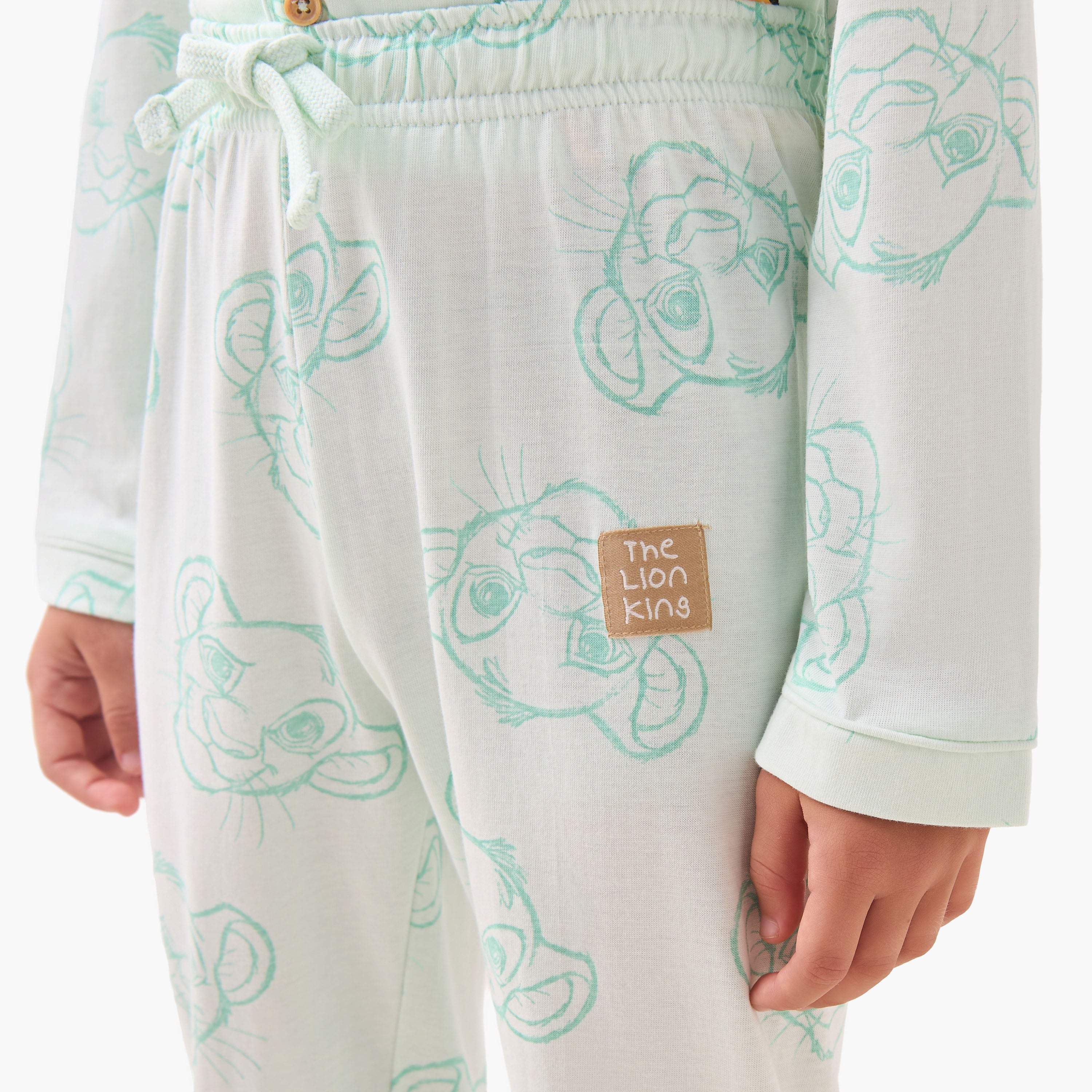 Disney Cotton Collared Long Sleeves Pyjama Set with Simba Print
