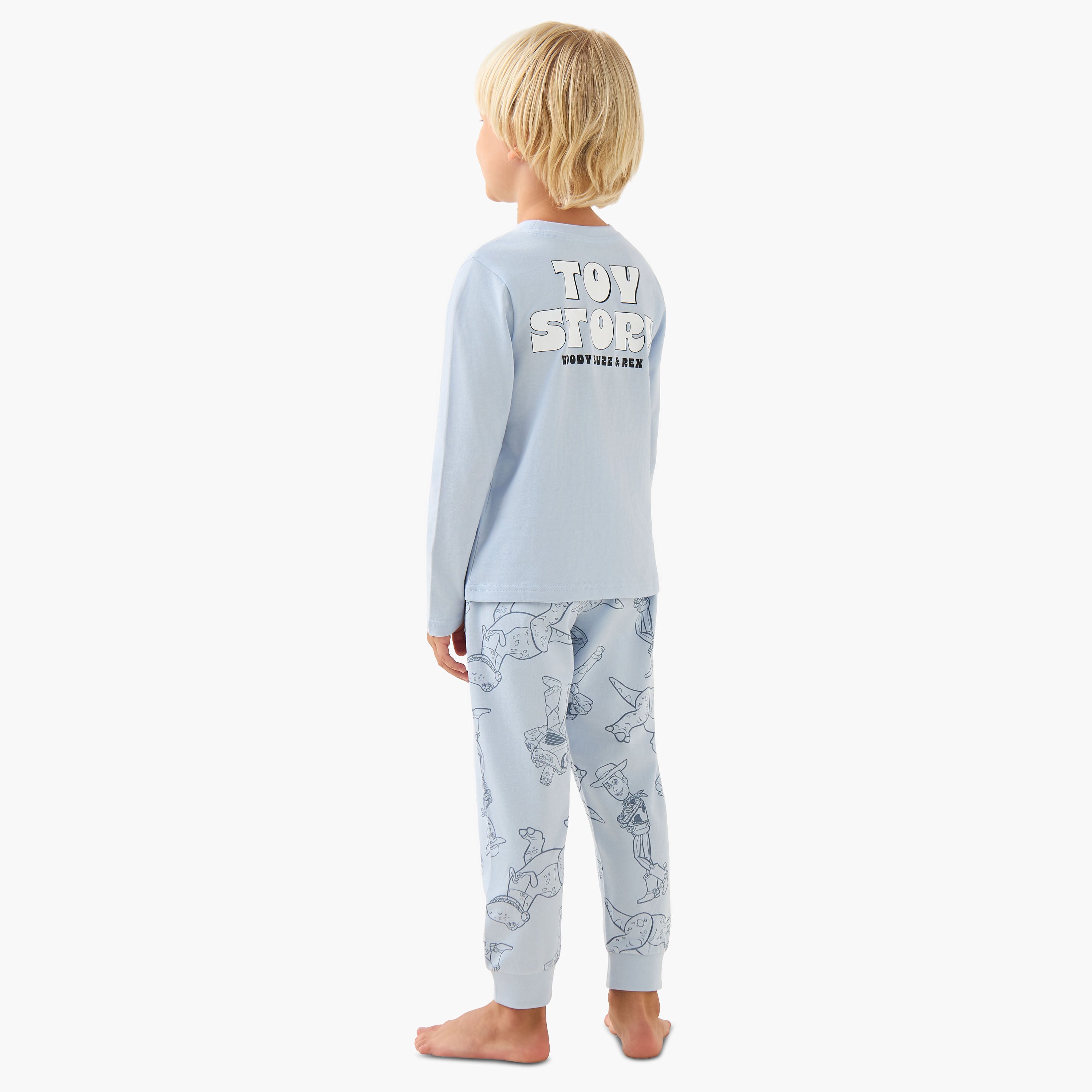 Disney Cotton Crew Neck Long Sleeves Pyjama Set with Toy Story Print