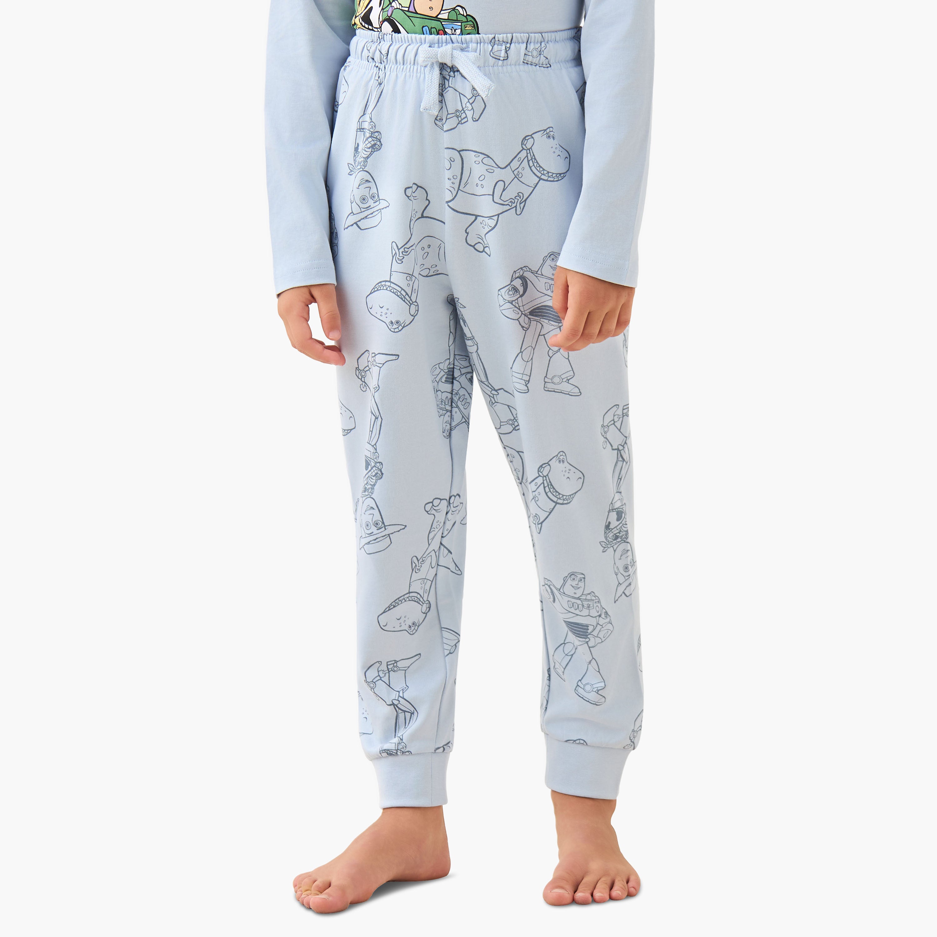 Disney Cotton Crew Neck Long Sleeves Pyjama Set with Toy Story Print
