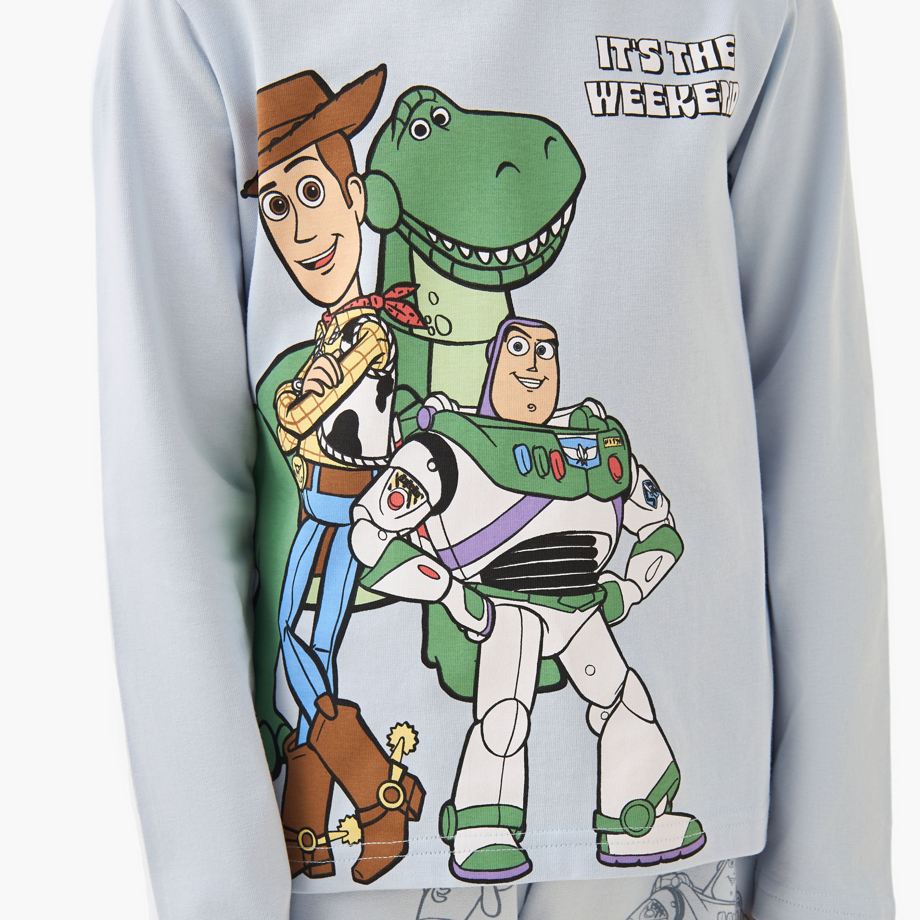Disney Cotton Crew Neck Long Sleeves Pyjama Set with Toy Story Print