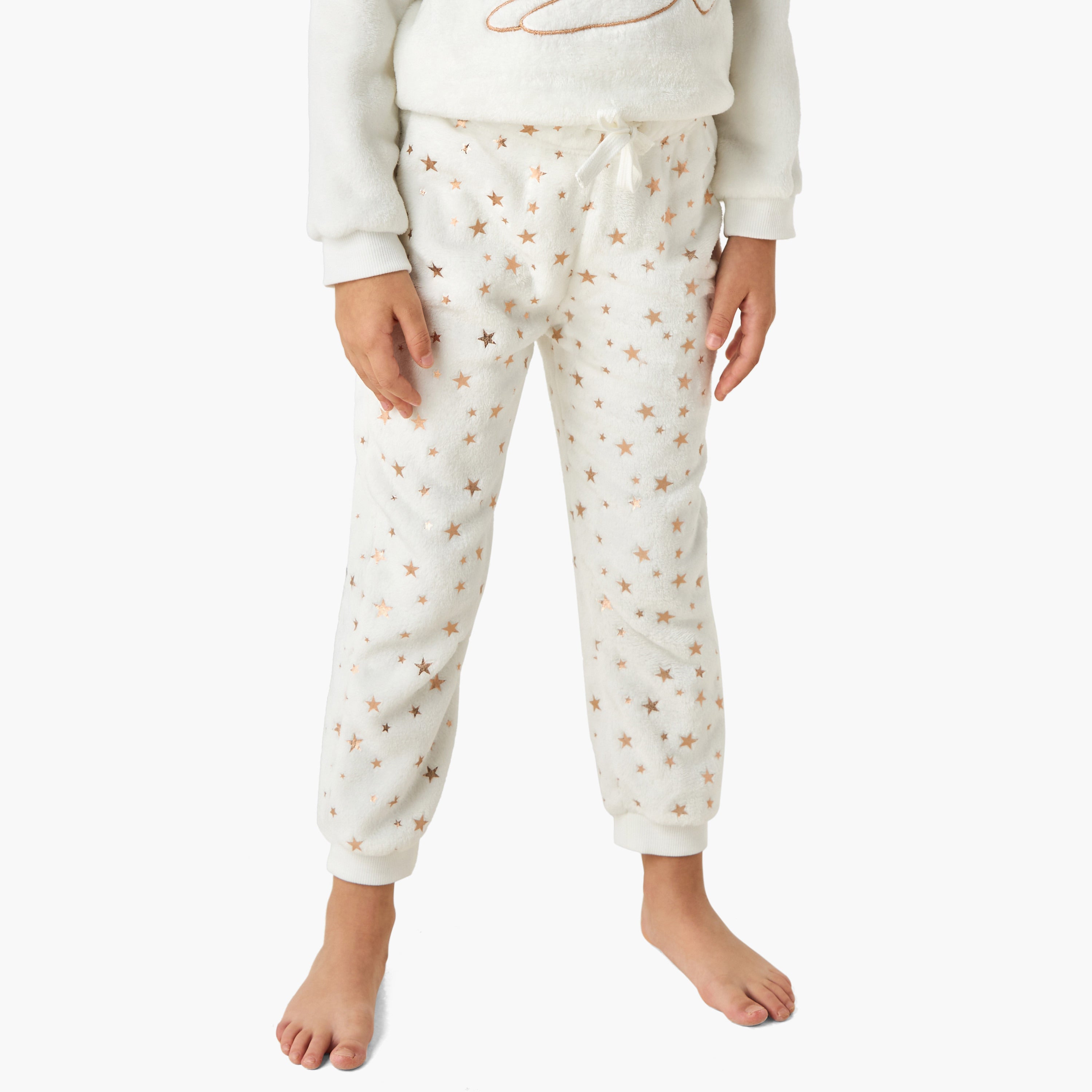 Juniors Girls Pyjama Set with Print - Cotton Blend - Long Sleeves - Crew Neck