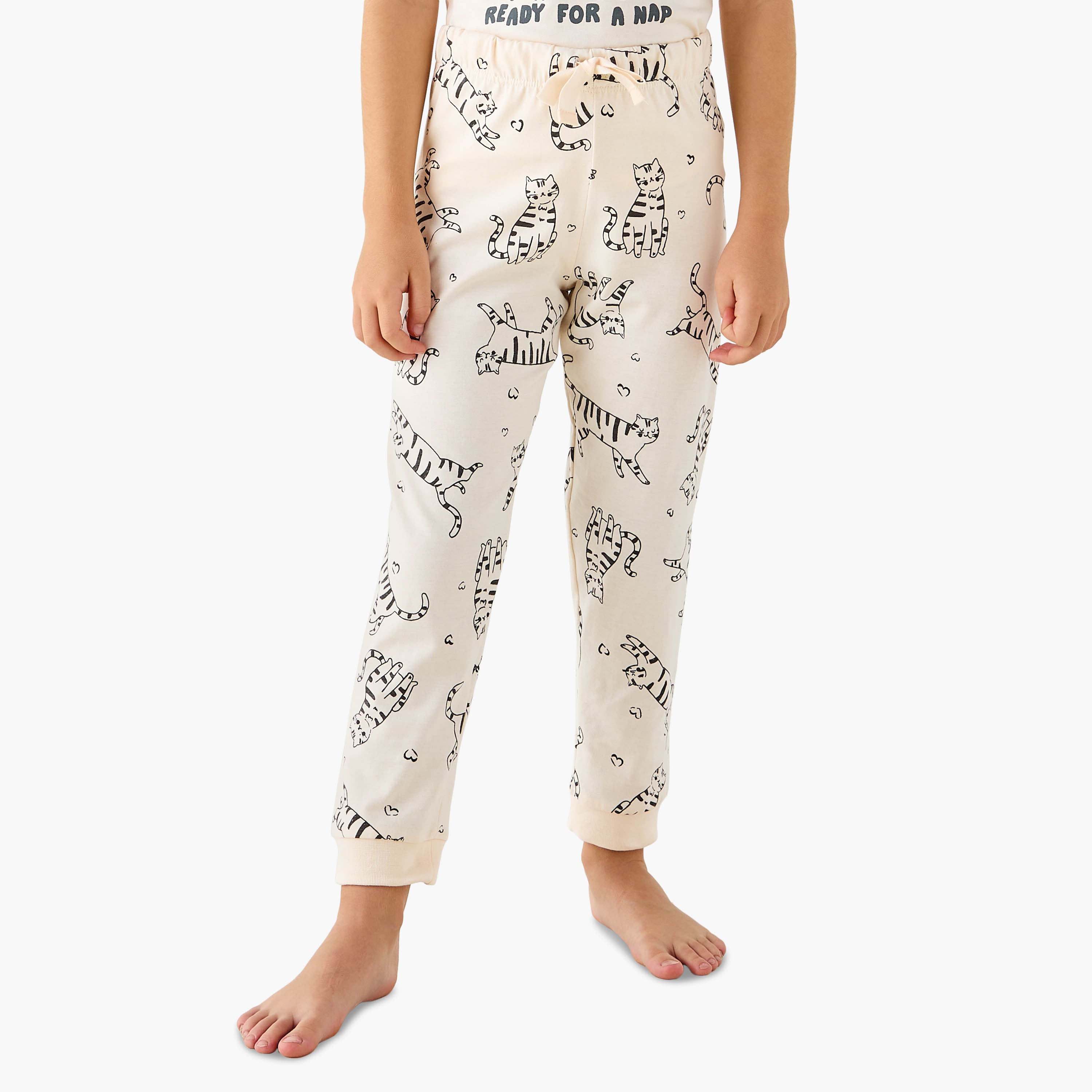 Juniors Cat Print T-shirt and Leggings Set