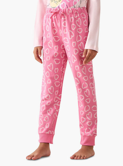 Juniors Cotton Crew Neck Long Sleeves Pyjama Set with Heart Cat Print-promo_babyshop_Buy2for69_UAE130126-image-3