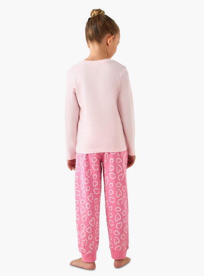 Juniors Cotton Crew Neck Long Sleeves Pyjama Set with Heart Cat Print-promo_babyshop_Buy2for69_UAE130126-image-4
