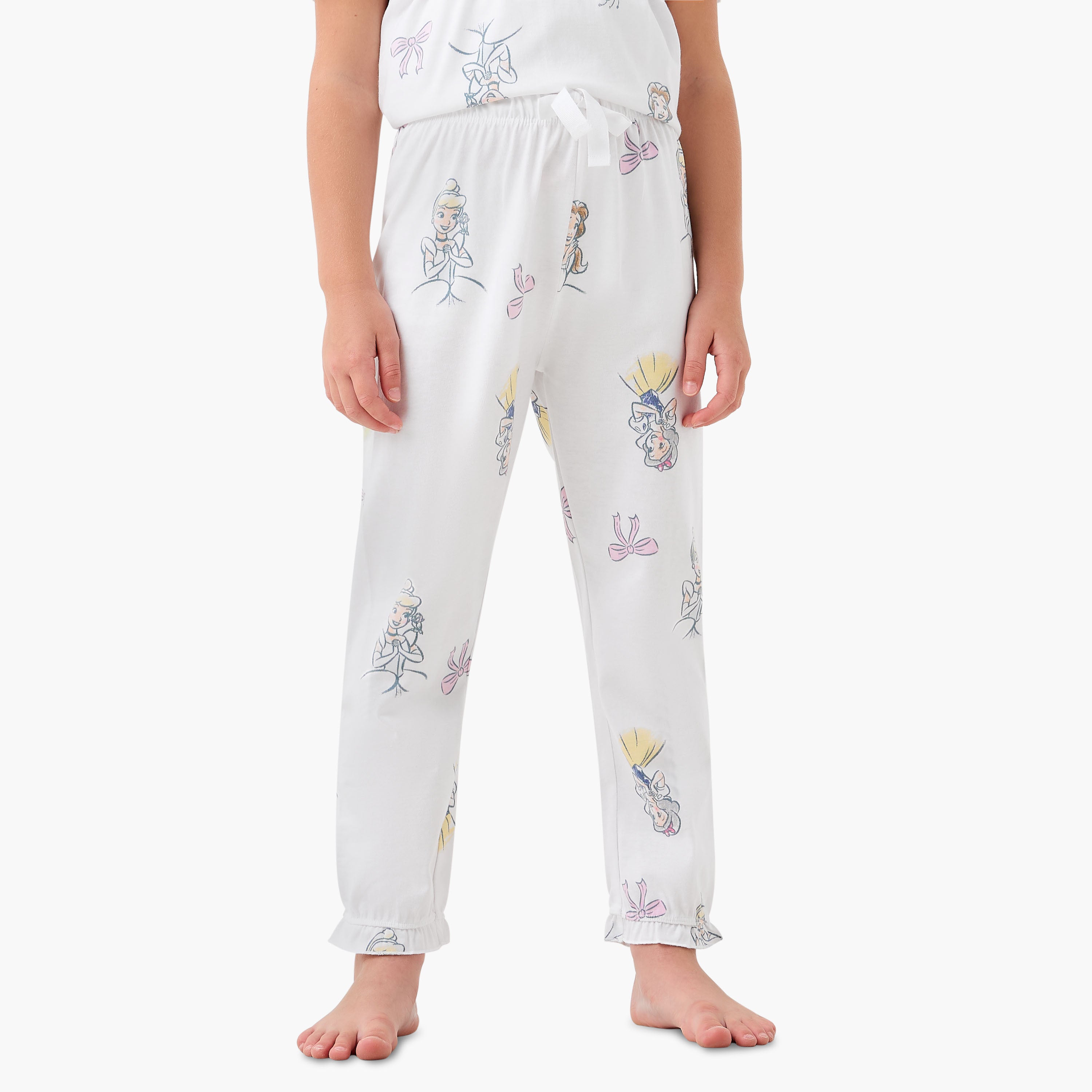 Disney Girls Pyjama Set with Princess Print - Cotton - Short Sleeves - Crew Neck