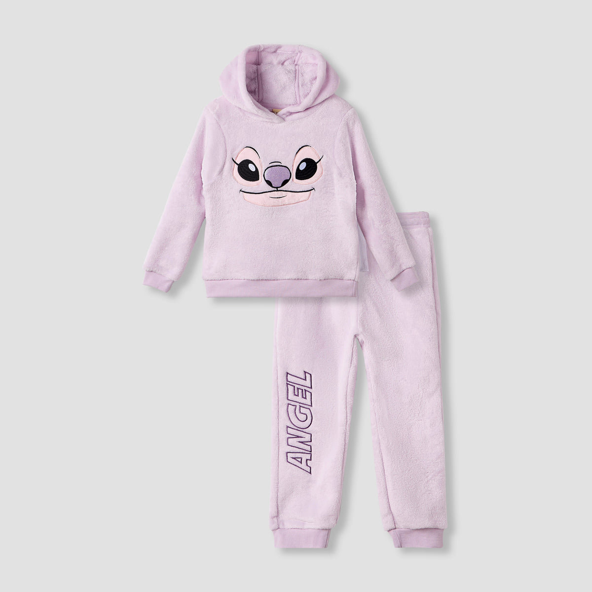 Disney Girls Sweatshirt and Pyjama Set with Stitch Angel Texture - Polyester - Long Sleeves - Hood