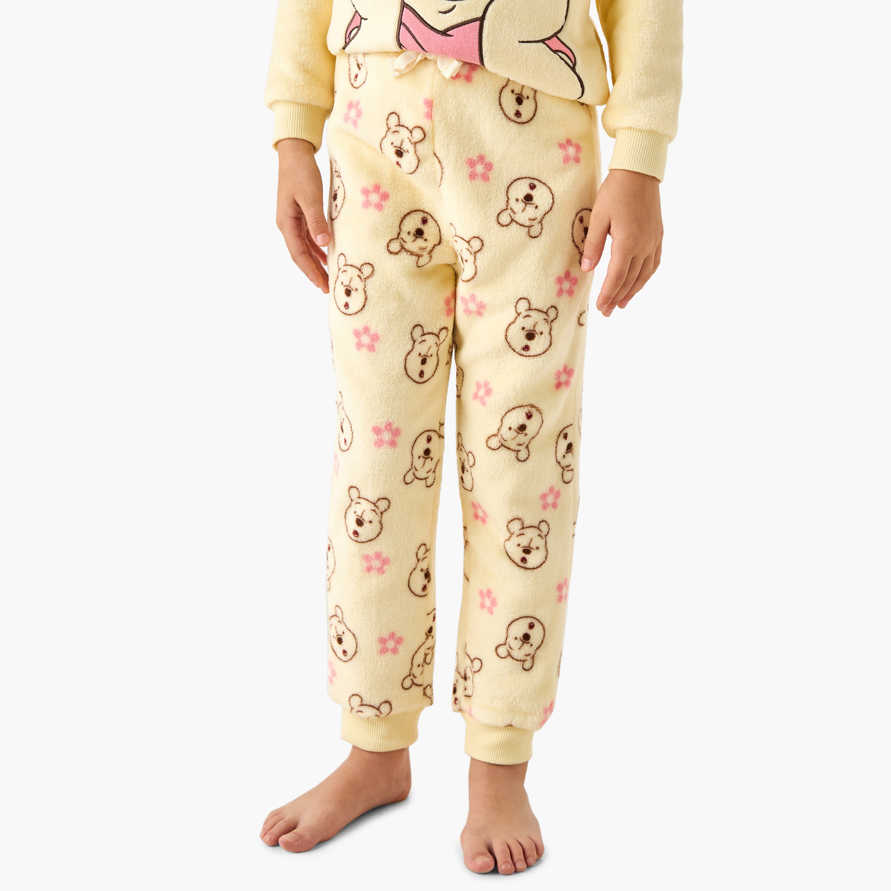 Disney Girls Pyjama Set with Winnie The Pooh Print - Polyester - Long Sleeves - Hooded Neck
