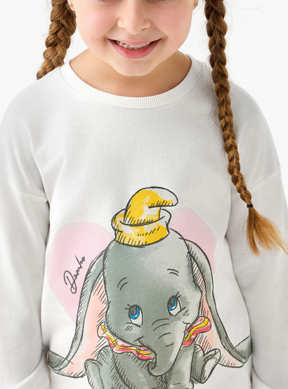 Disney Cotton Crew Neck Long Sleeves Pyjama Set with Dumbo Print-girls-clothing-nightwear-image-6