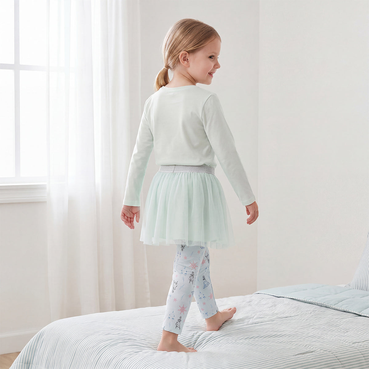 Set of 3 Disney Cotton Crew Neck Long Sleeves Pyjama Set with Frozen Print