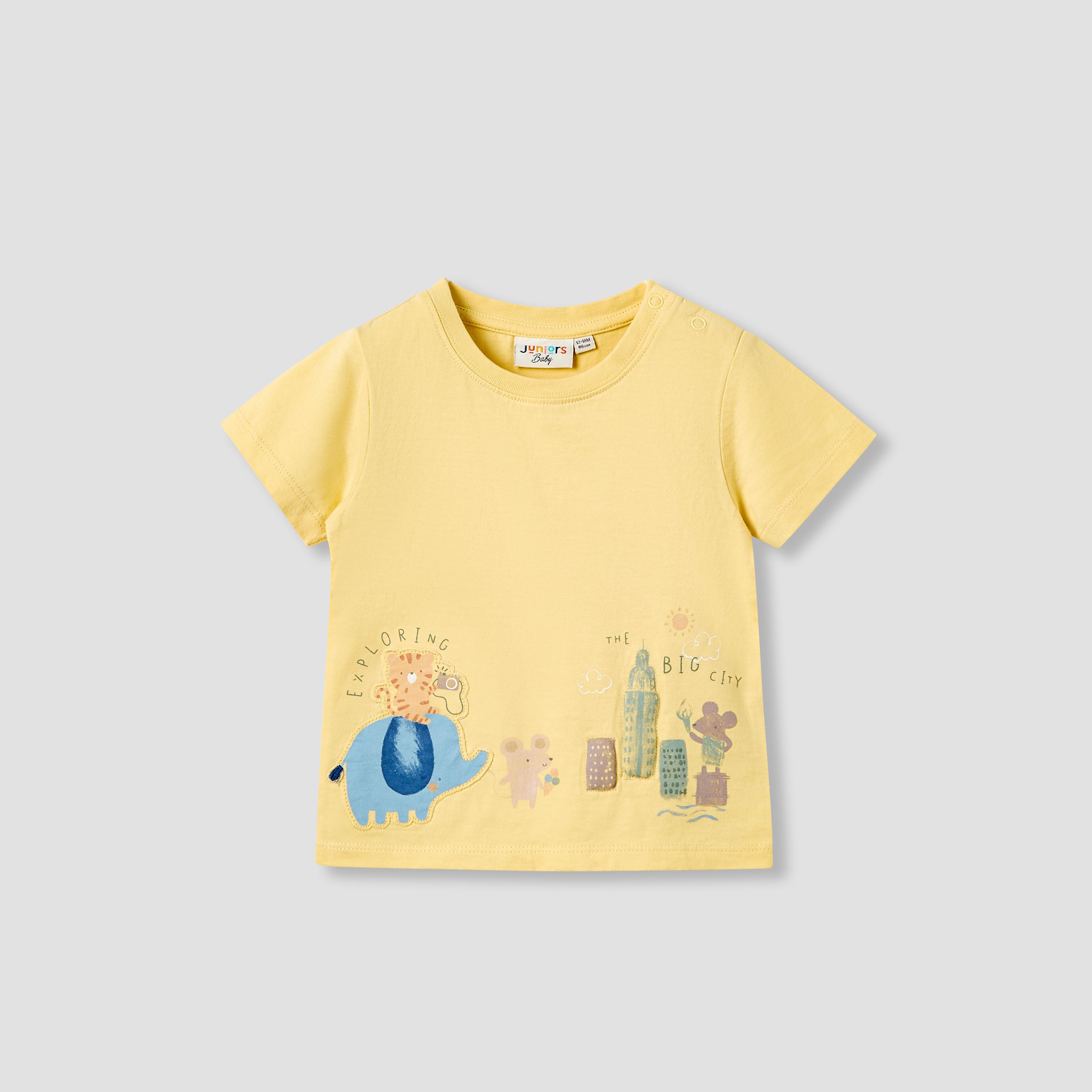Juniors Boys Crew Neck T-shirt with Applique Accent - Cotton - Short Sleeves