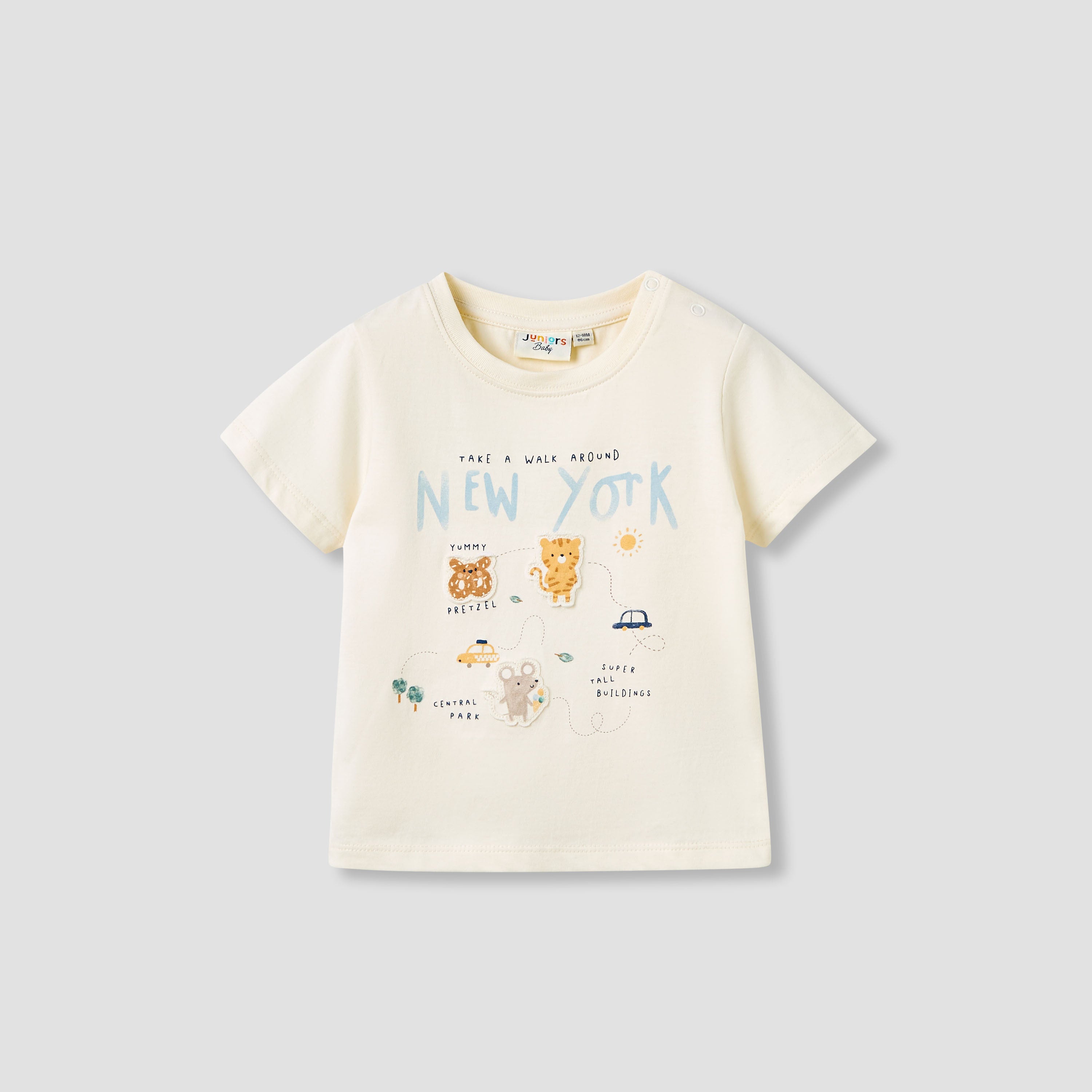 Juniors Boys Crew Neck T-shirt with Applique Accent - Cotton - Short Sleeves
