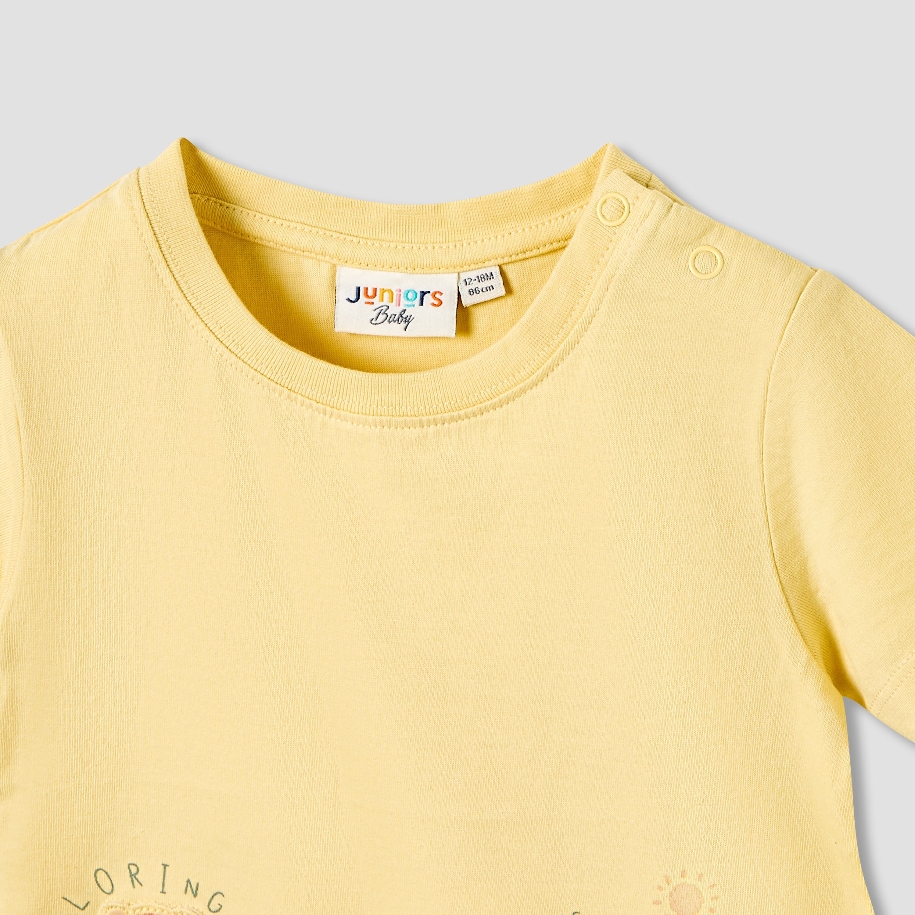 Juniors Boys Crew Neck T-shirt with Applique Accent - Cotton - Short Sleeves