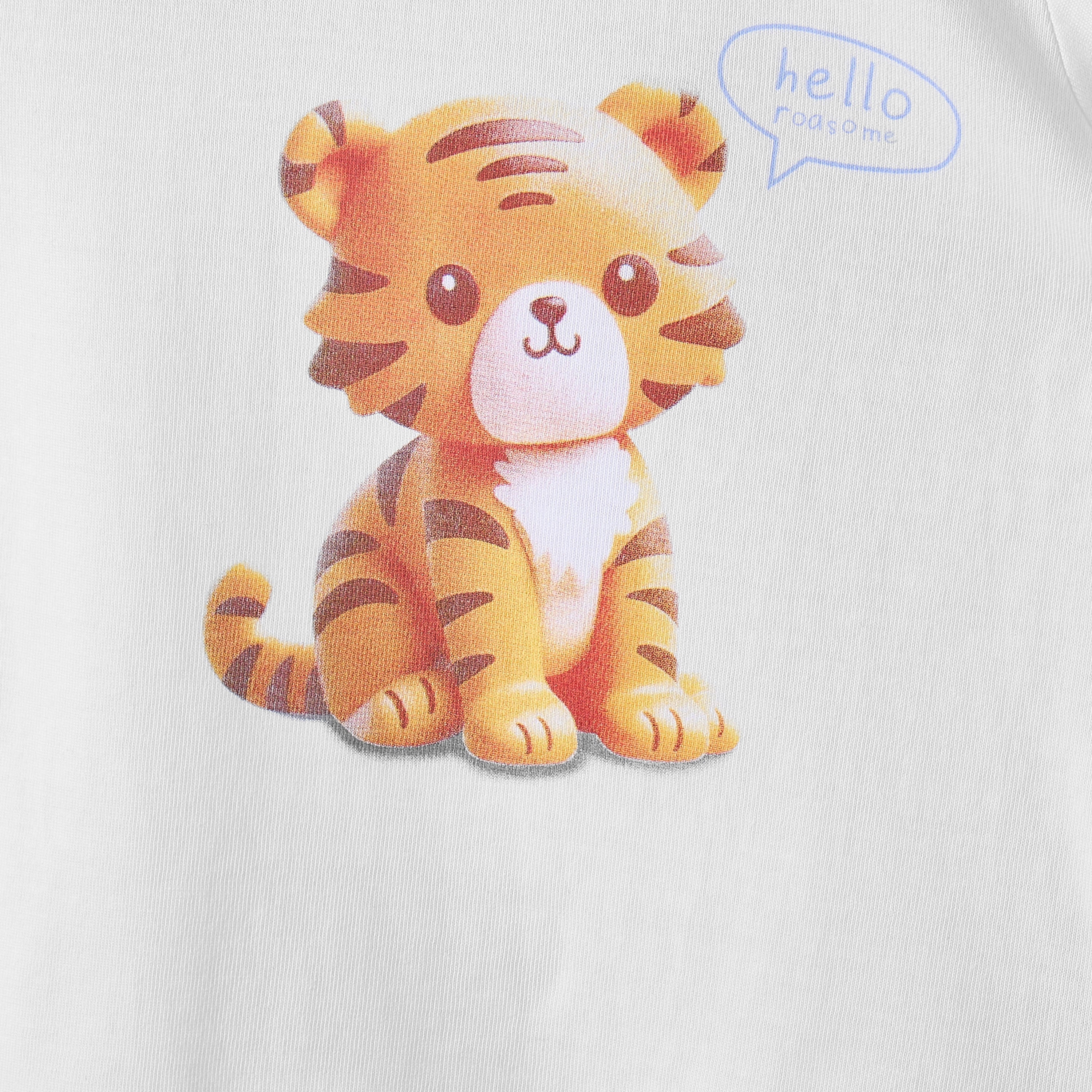 Juniors Round Neck Short Sleeves T-shirt with Tiger Print