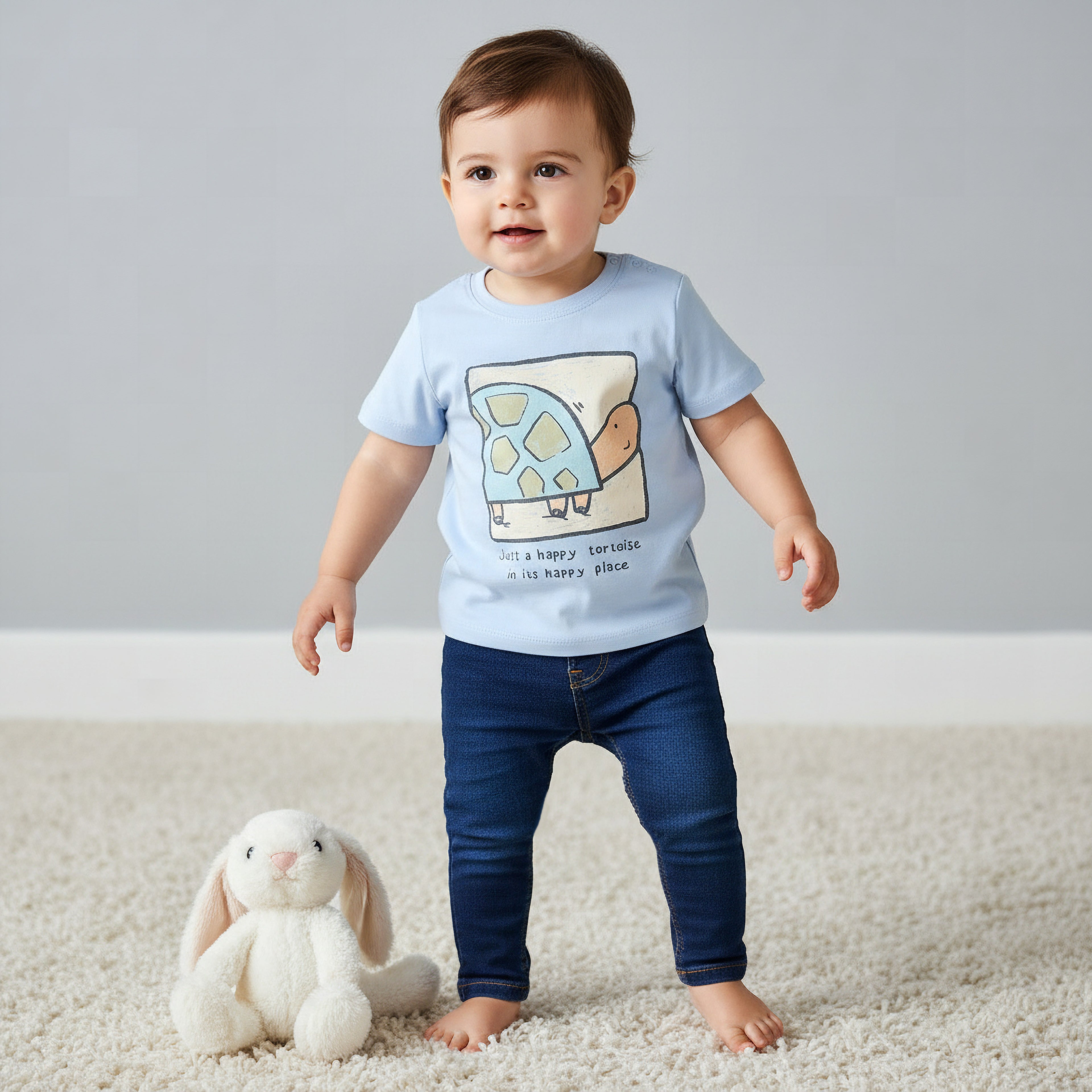 Juniors Crew Neck Short Sleeves T-shirt with Tortoise Print