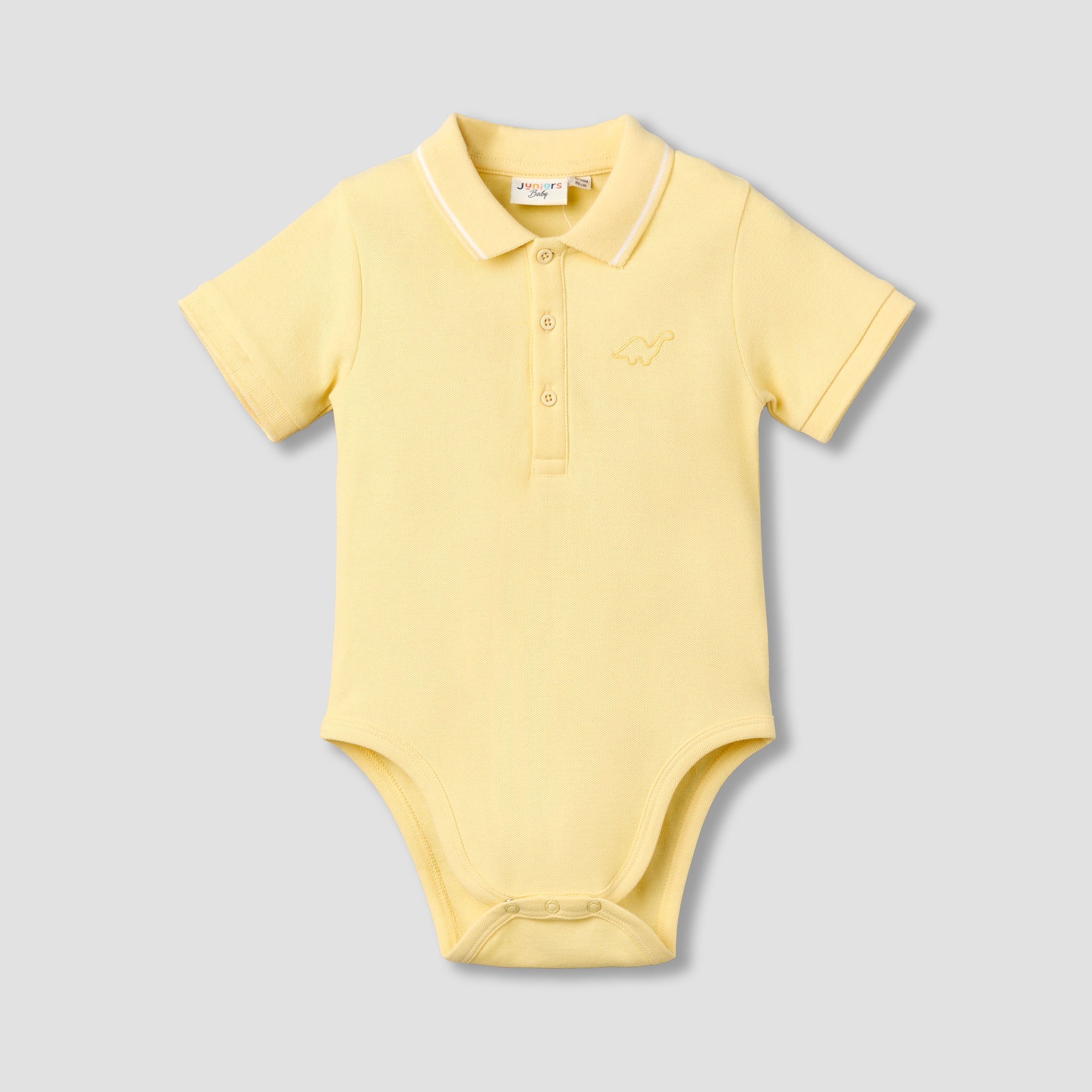 Juniors Short Sleeve Polo Bodysuit with Texture