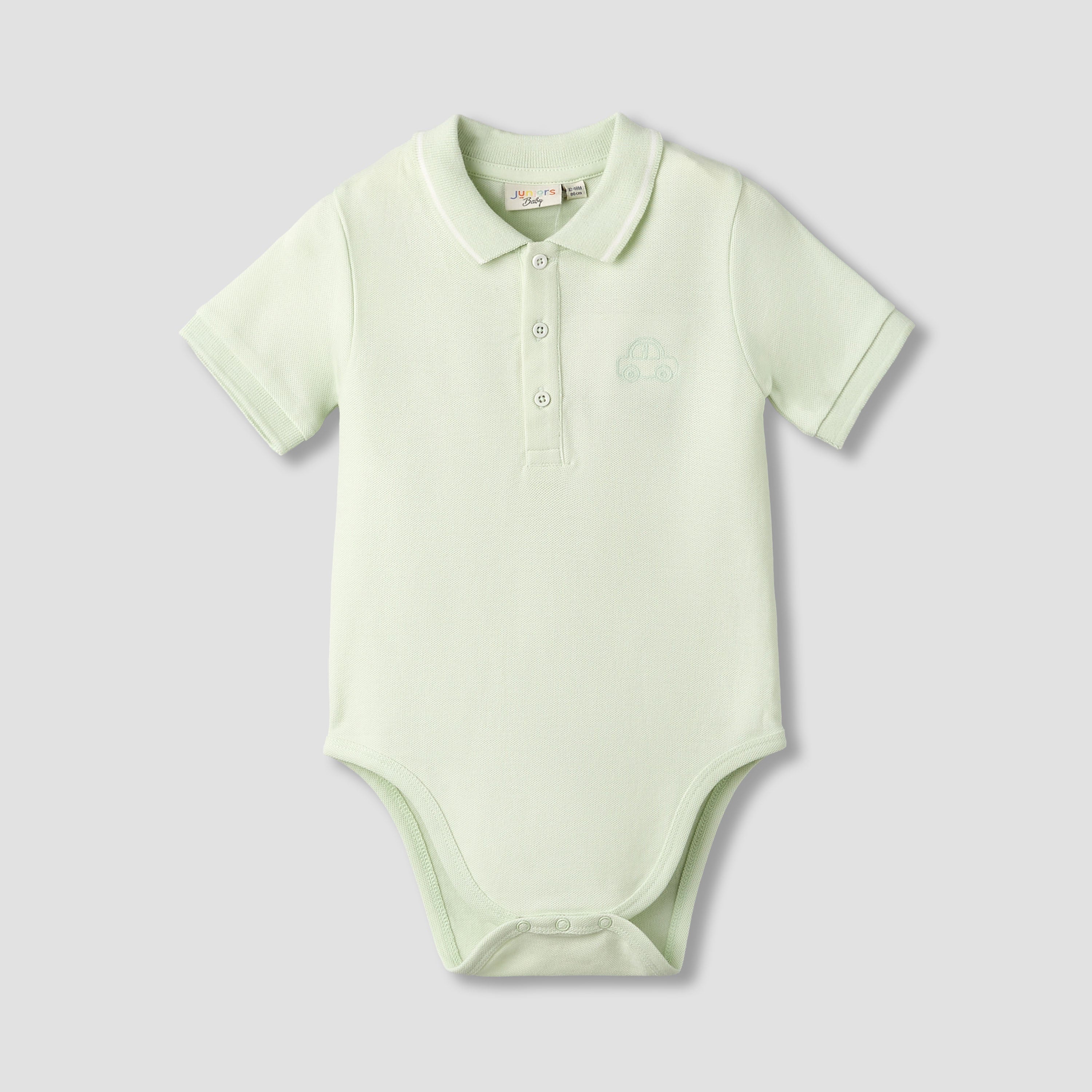 Juniors Short Sleeve Polo Bodysuit with Texture