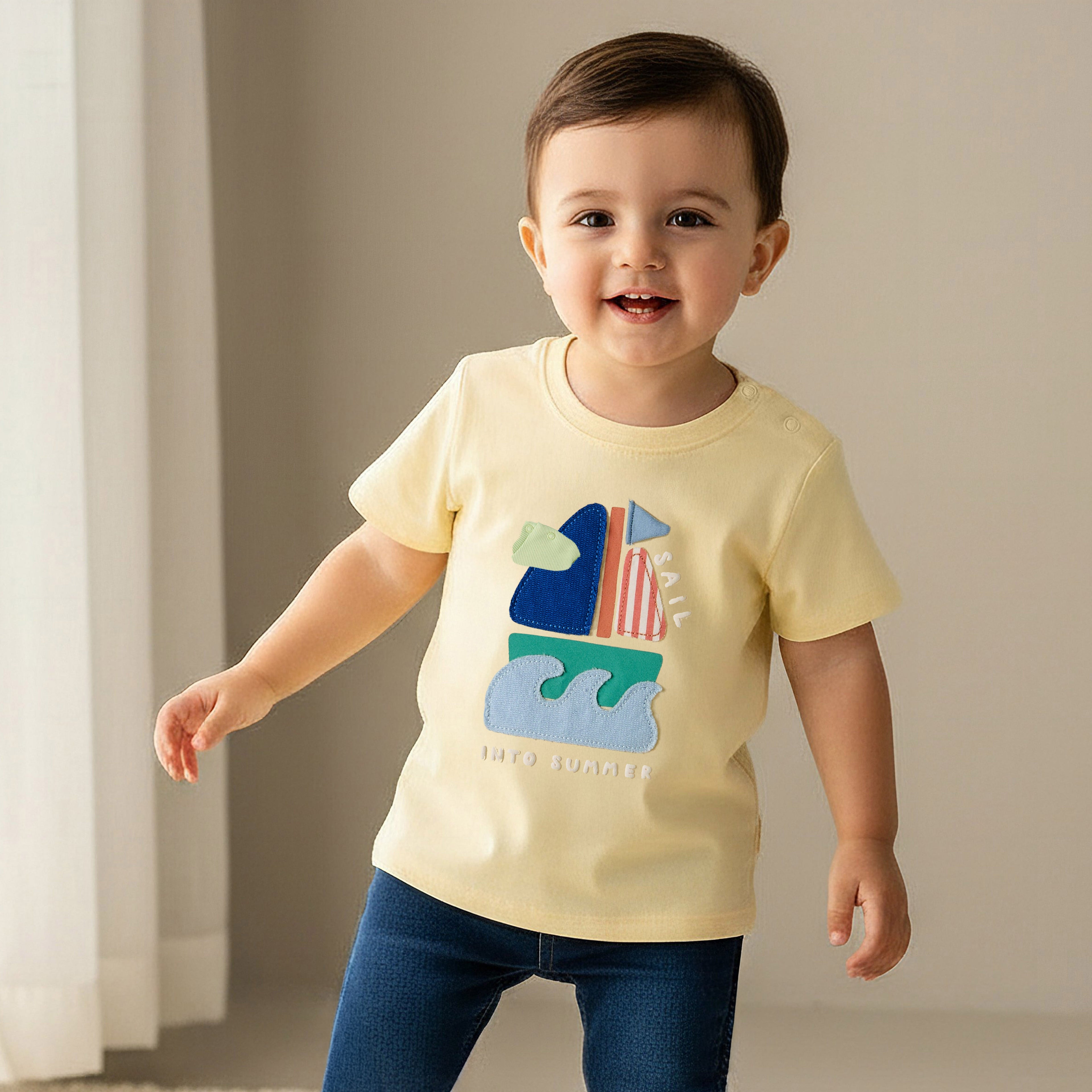 Pack of 3 Juniors Short Sleeve T-shirt with Applique Accent