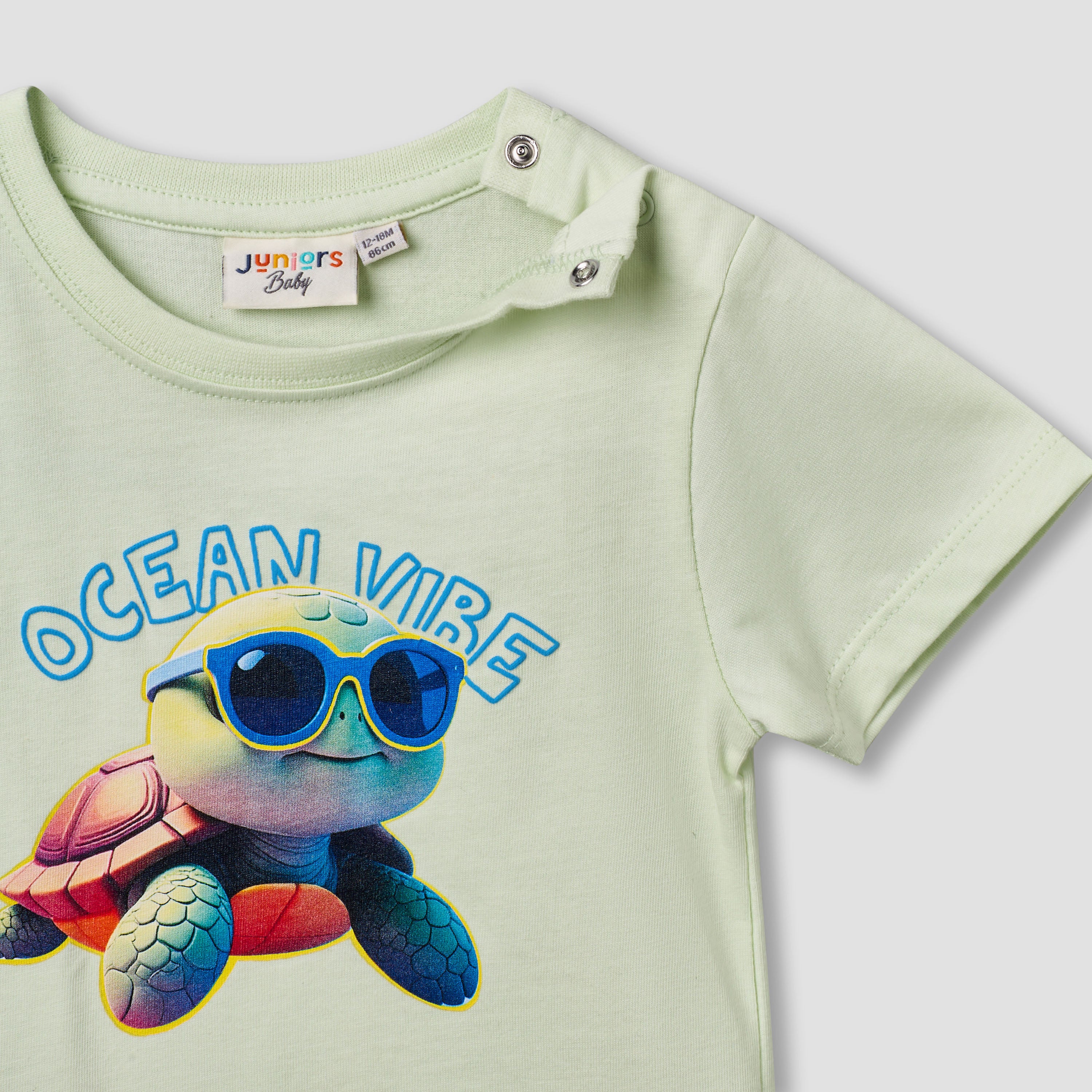 Juniors Crew Neck Short Sleeves T-shirt with Fish Print