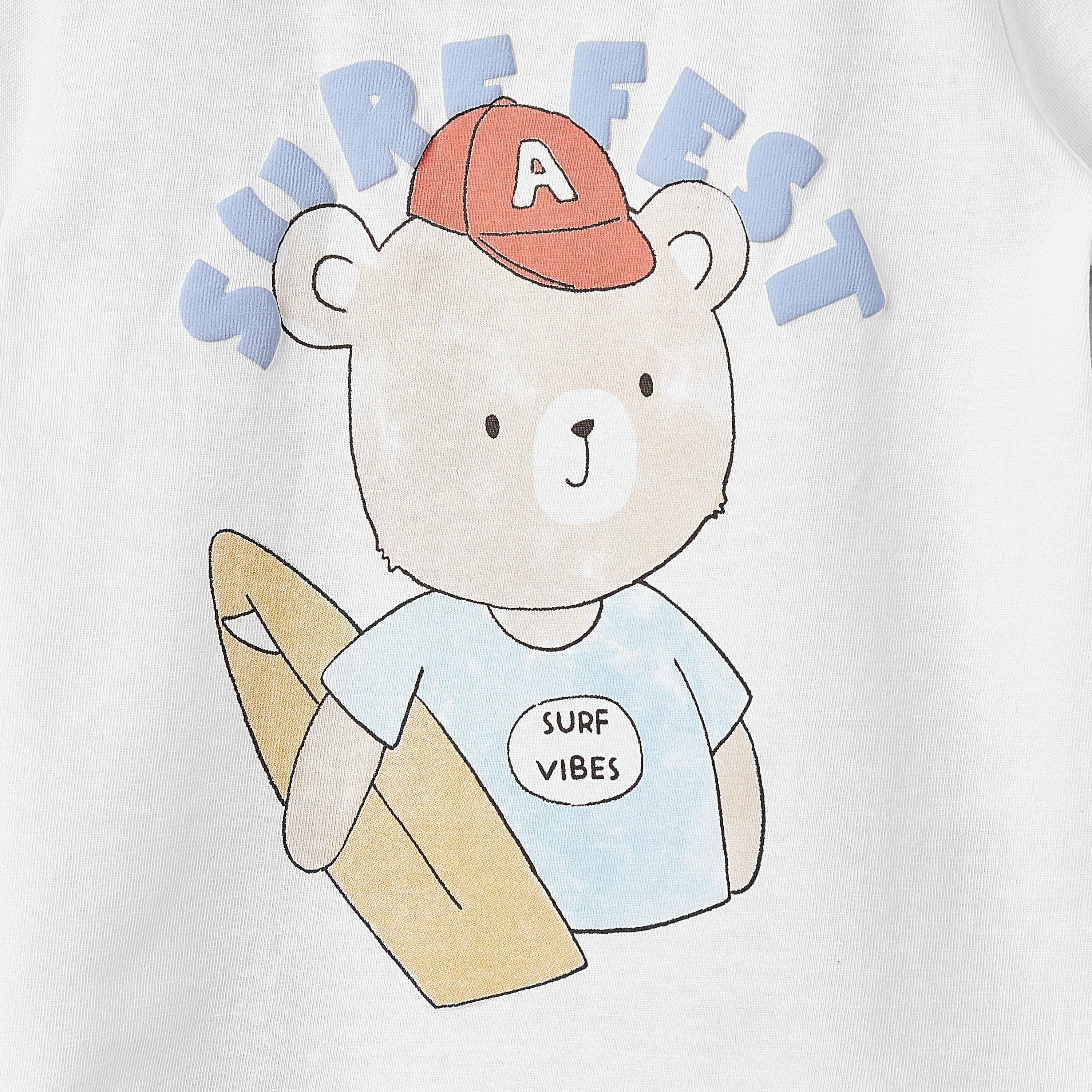Juniors Crew Neck Short Sleeves T-shirt with Bear Print