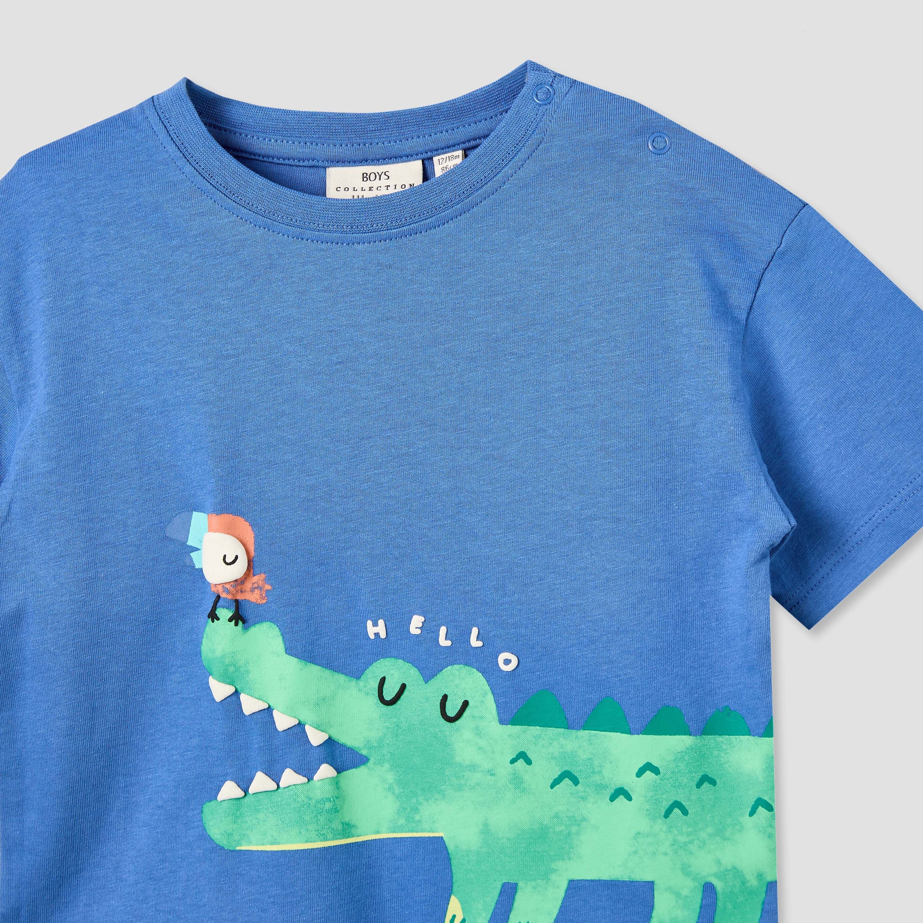 Juniors Crew Neck Short Sleeves T-shirt with Alligator Print