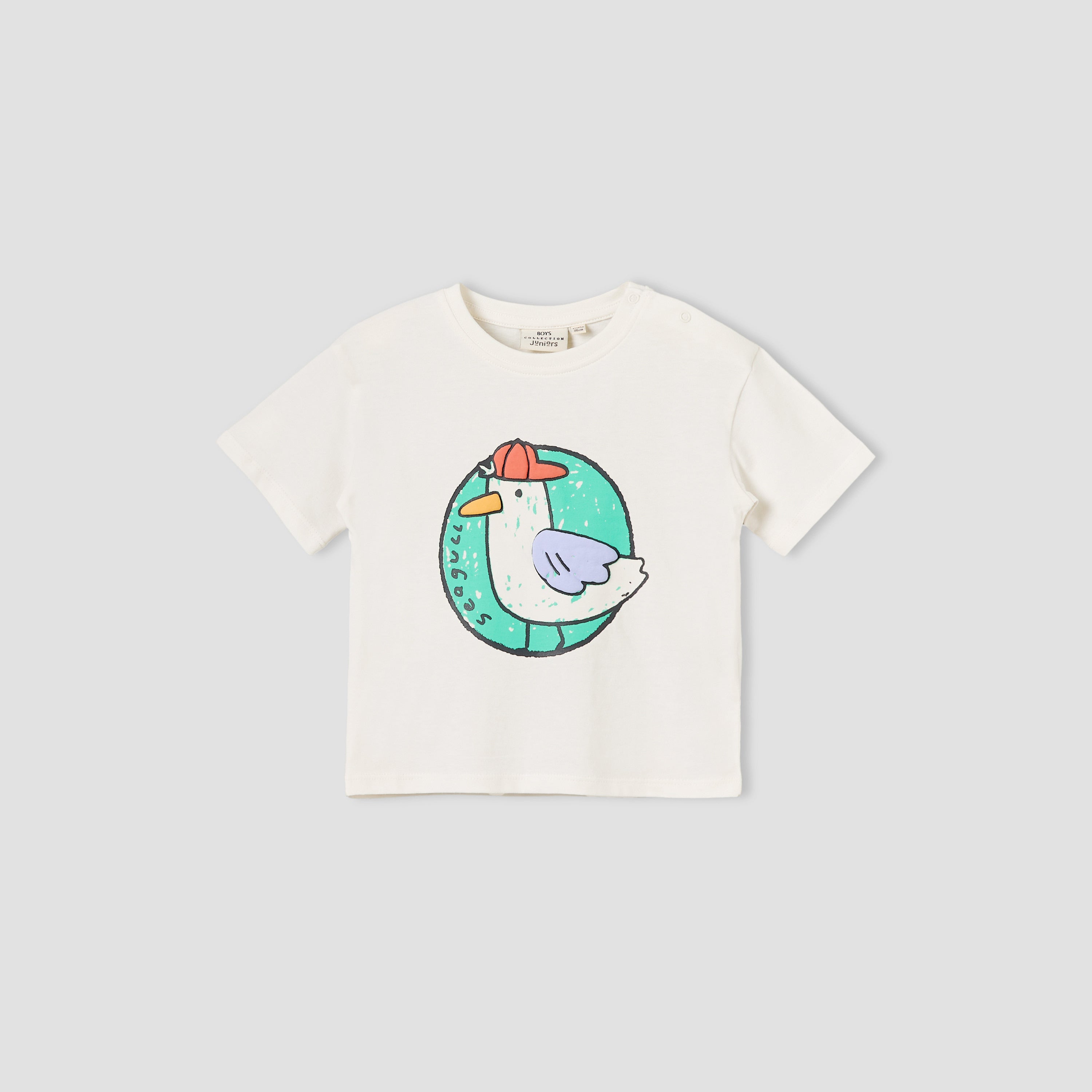 Juniors Crew Neck Short Sleeves T-shirt with Seagull Print
