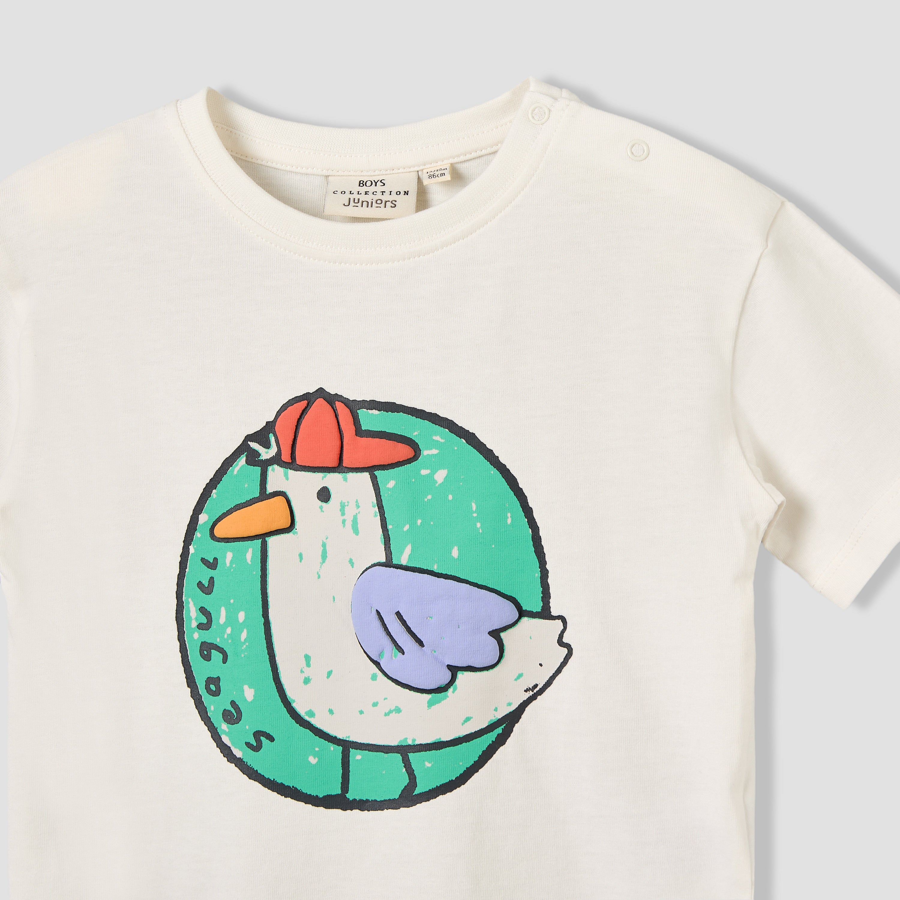 Juniors Crew Neck Short Sleeves T-shirt with Seagull Print
