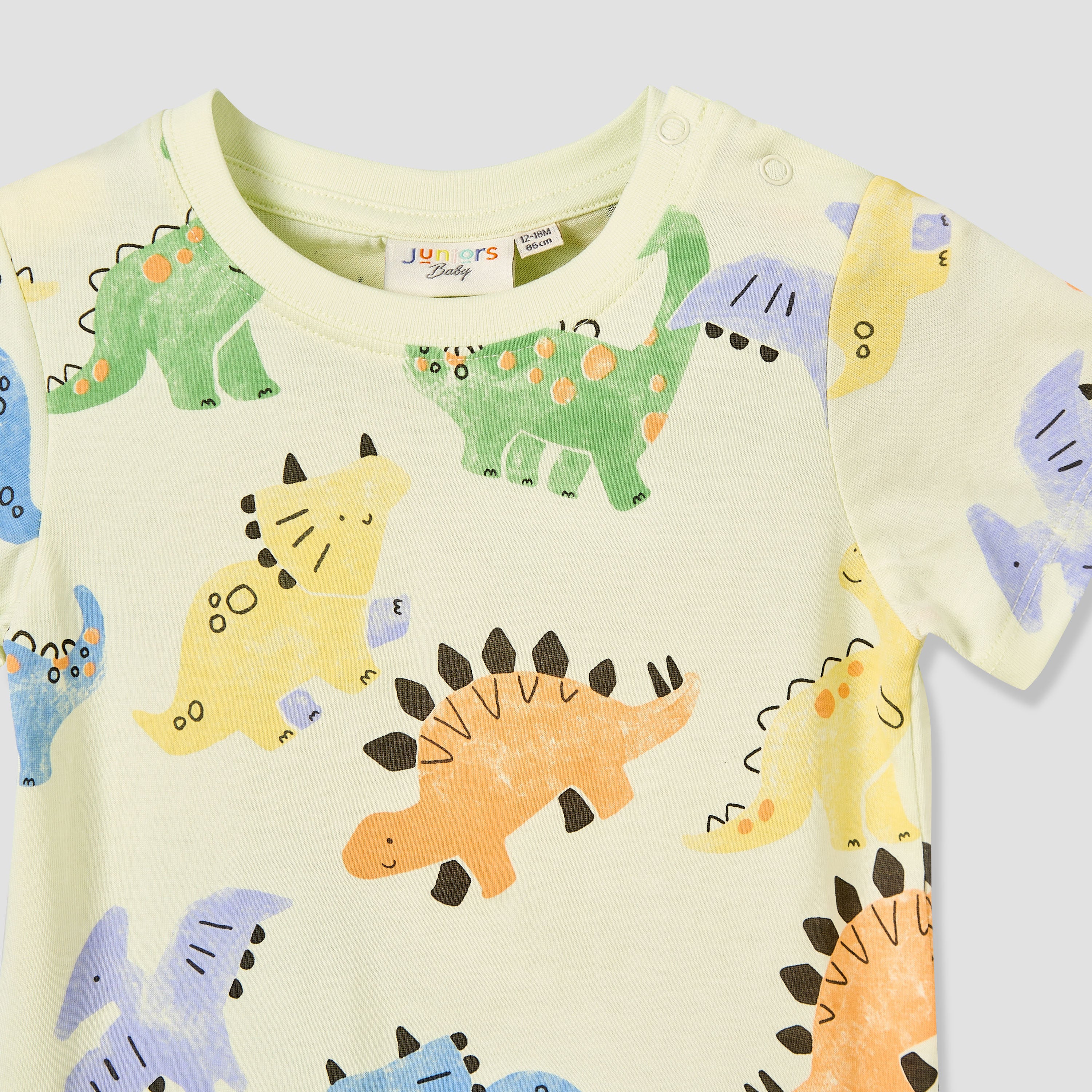 Juniors Crew Neck Short Sleeves T-shirt with Dinosaur Print