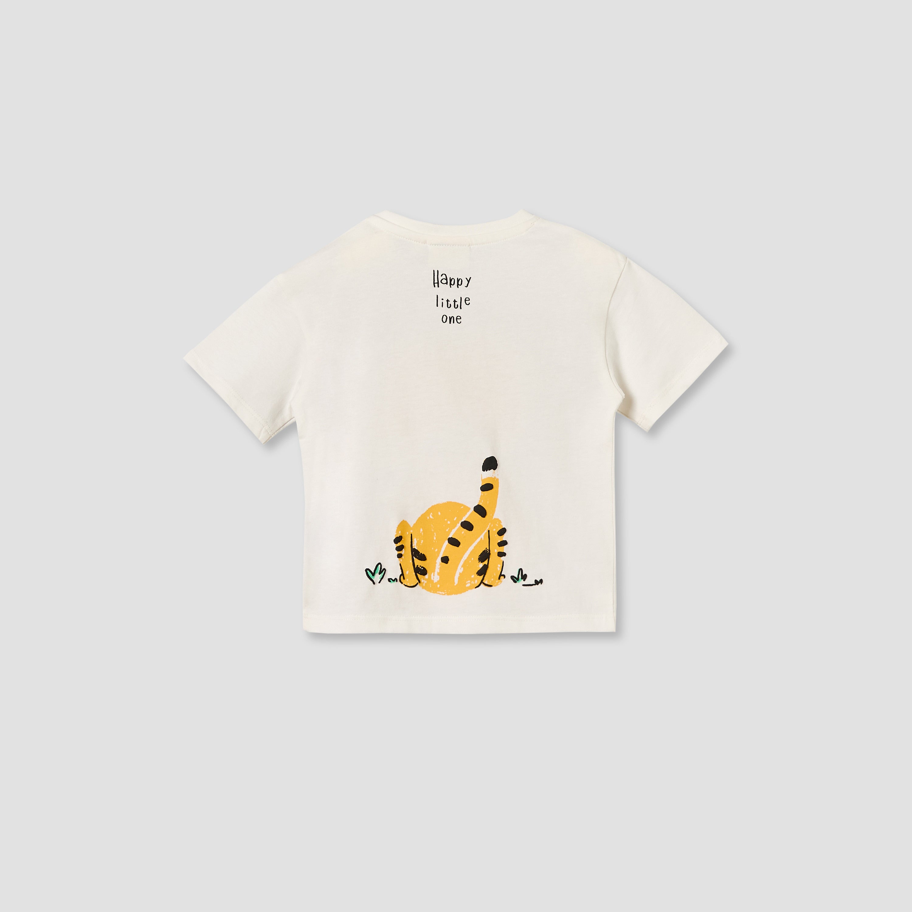 Juniors Crew Neck Short Sleeves T-shirt with Tiger Print