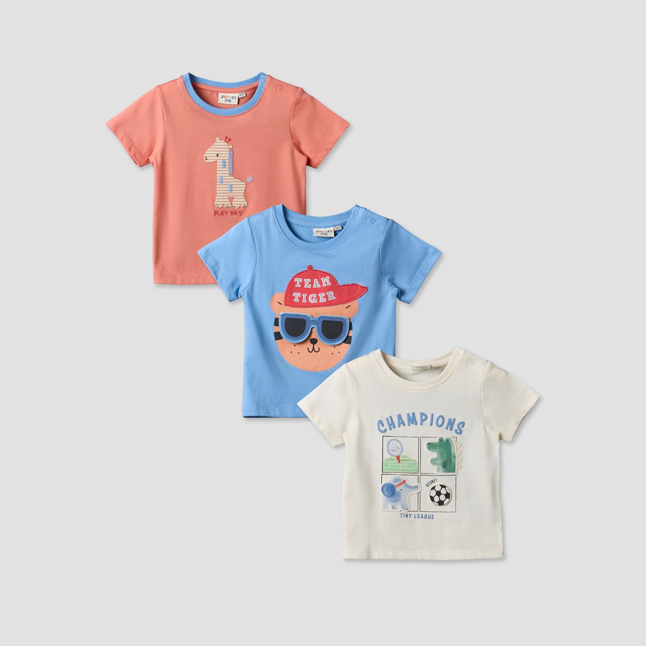 Pack of 3 Juniors Crew Neck Short Sleeves T-shirt with Fun Print