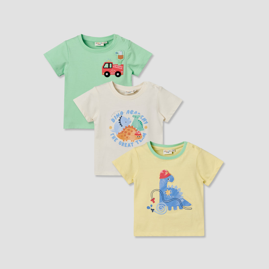 Pack of 3 Juniors Crew Neck Short Sleeves T-shirt with Applique Accent - Multicolour / 12-18 mths