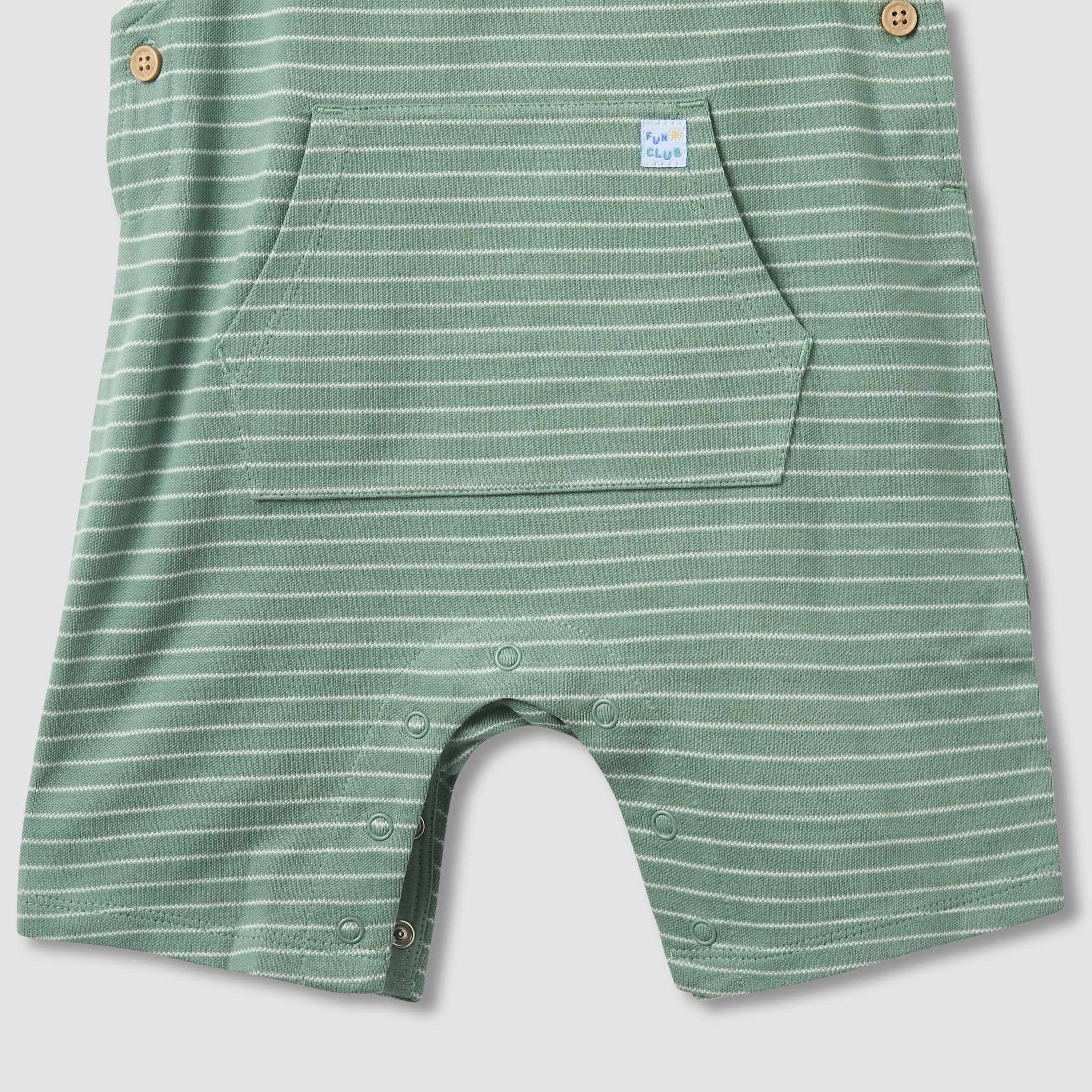 Juniors Crew Neck Short Sleeve T-shirt and Dungaree Set with Stripes