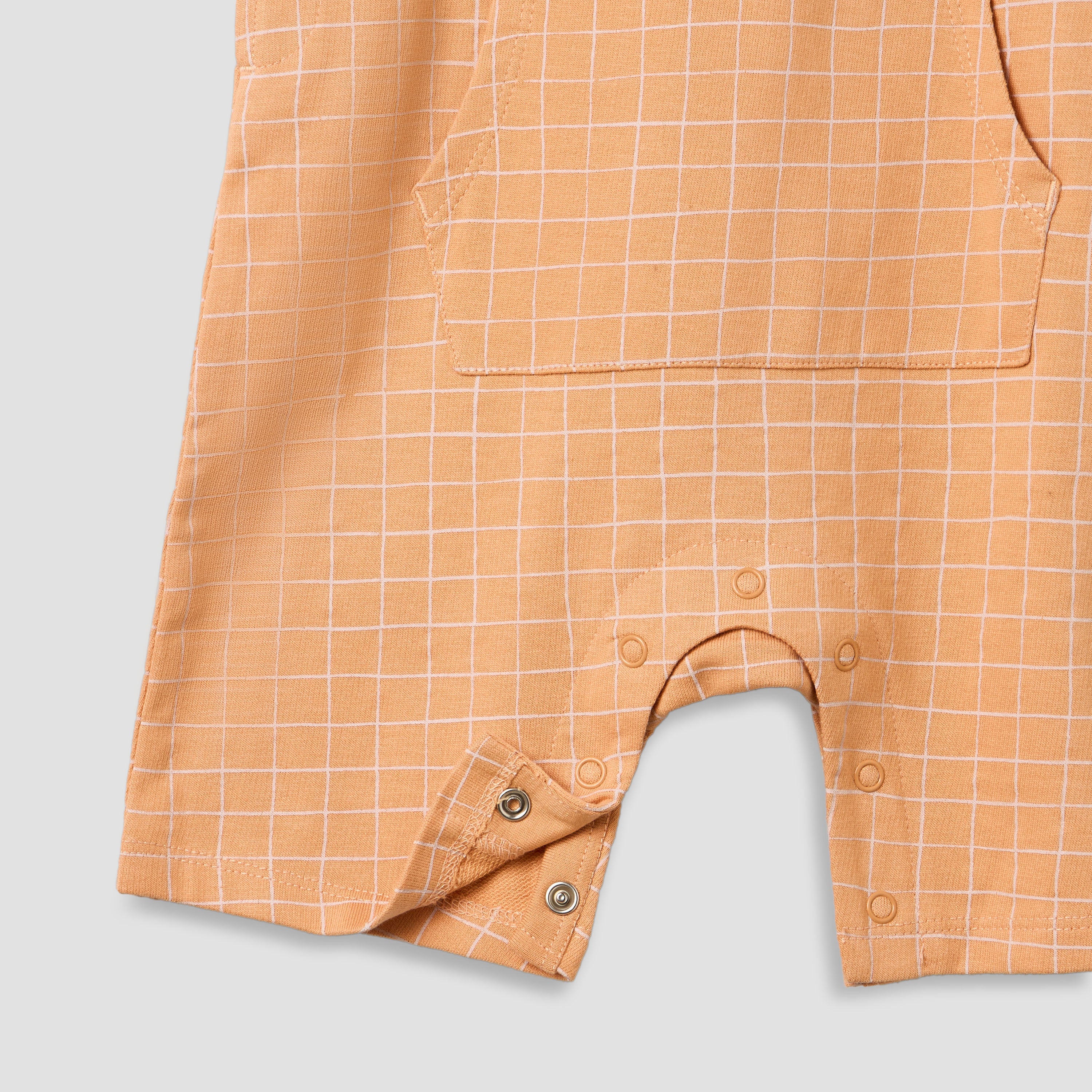Juniors Crew Neck Short Sleeves T-shirt and Dungaree Set with Checks Detail