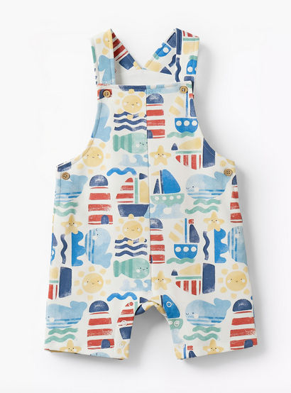 Juniors Crew Neck Short Sleeves T-shirt and Dungaree Set with Marine Print-baby-boys-clothing-setsandcoords-image-2