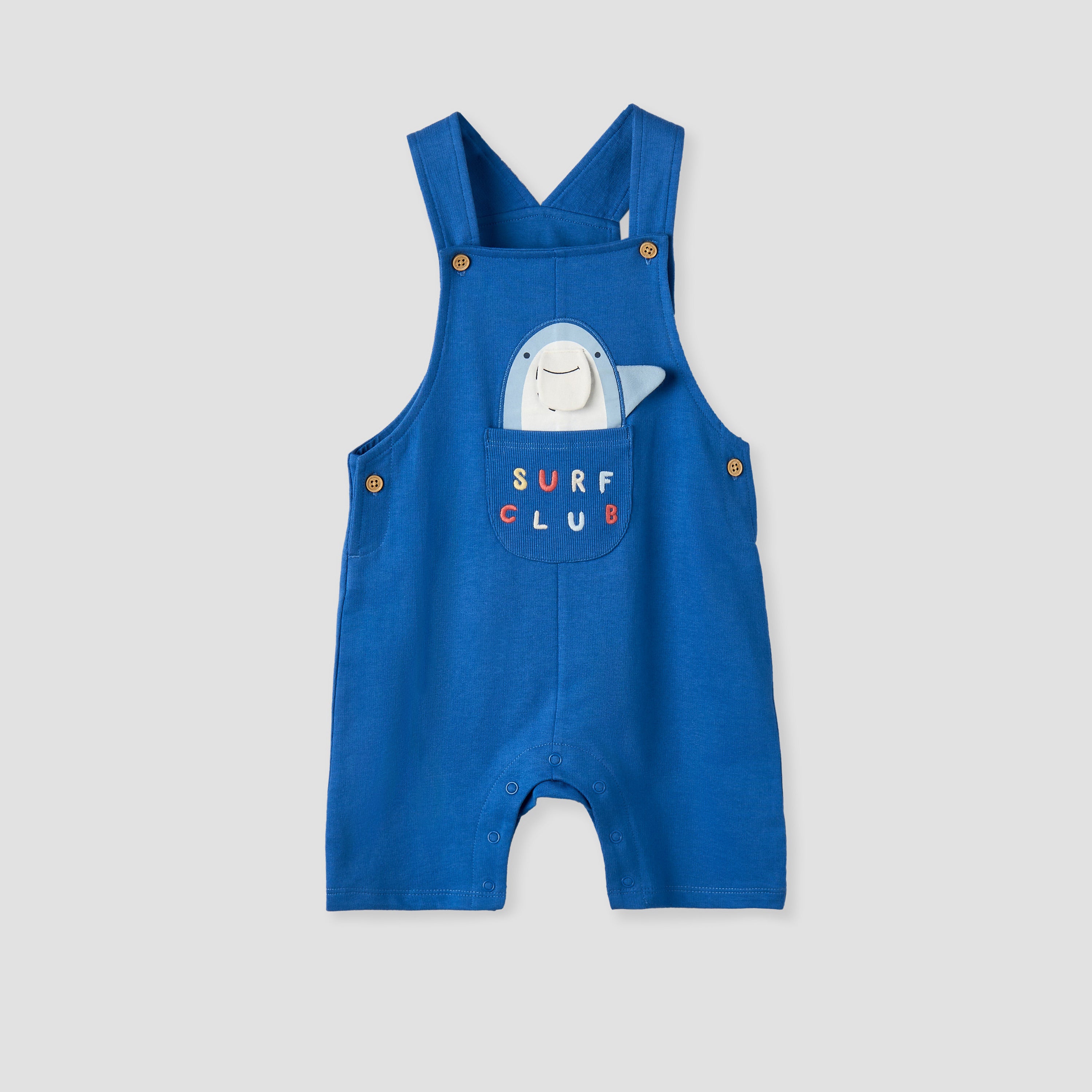 Juniors Crew Neck Short Sleeve T-shirt and Dungaree Set with Snap Button Closure