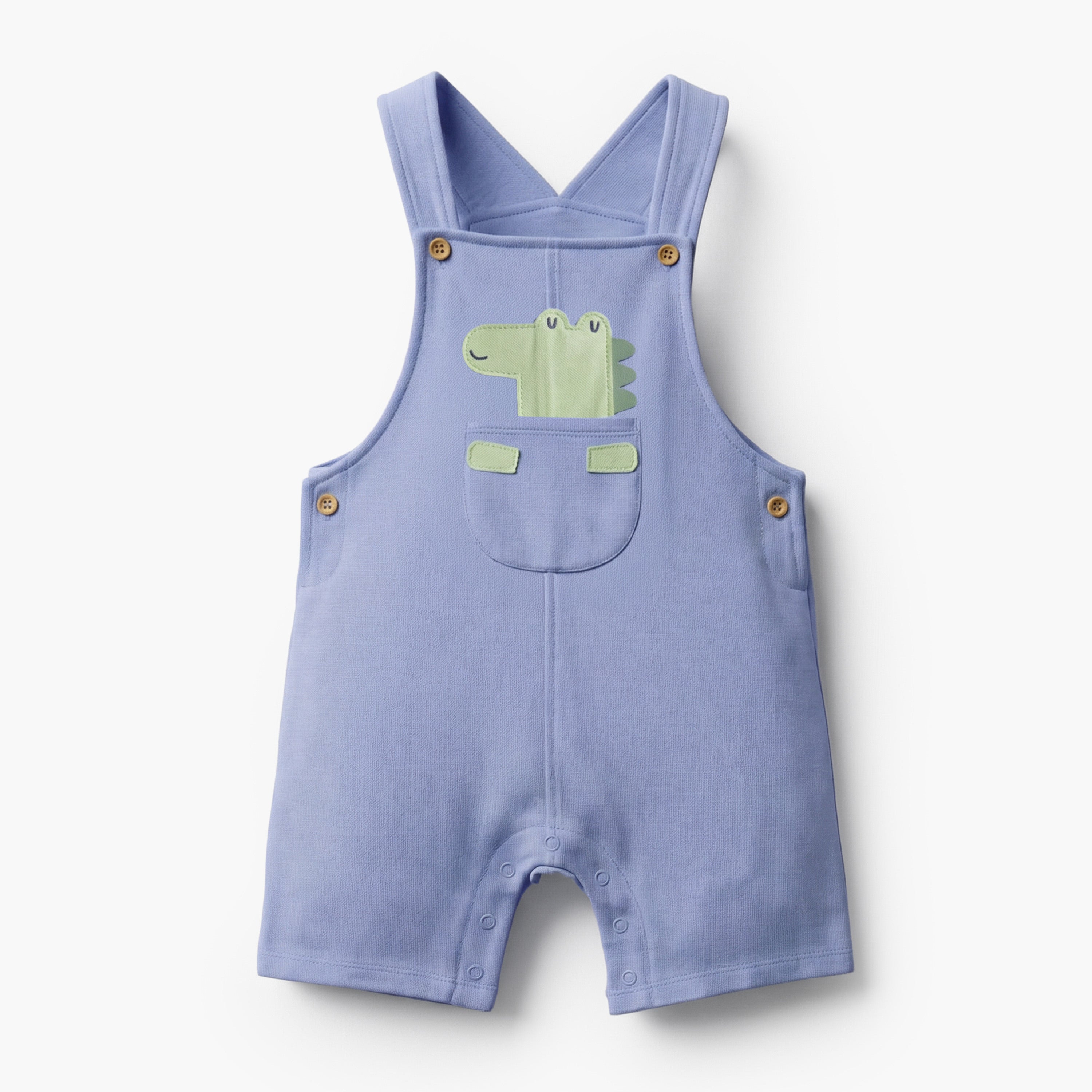 Juniors Crew Neck Short Sleeves T-shirt and Dungaree set with Dinosaur Applique