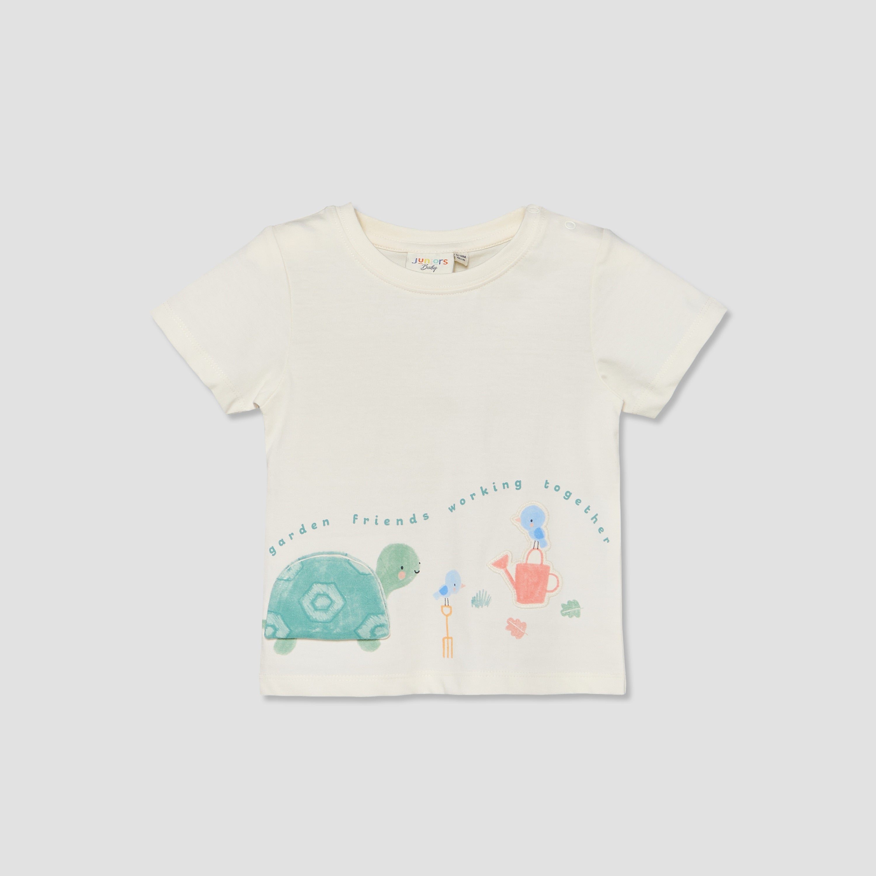 Set of 3 Juniors Crew Neck Short Sleeves T-shirt and Shorts Set with Applique Detail
