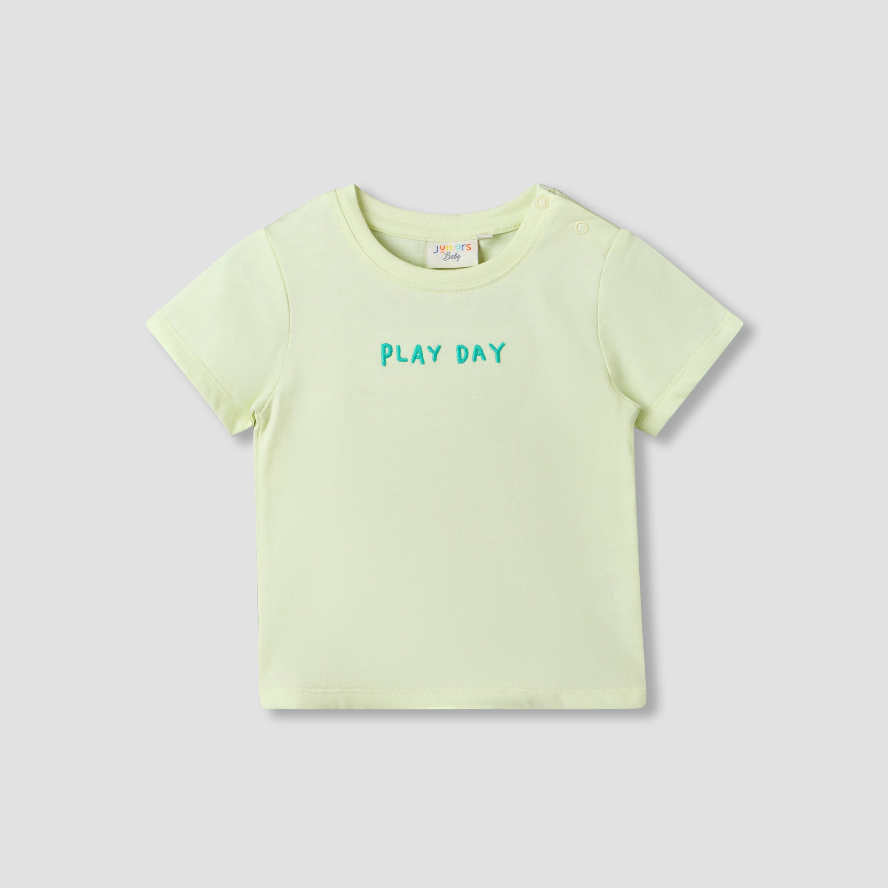 Juniors Round Neck Short Sleeve T-shirt and Dungaree Set with Alligator Applique
