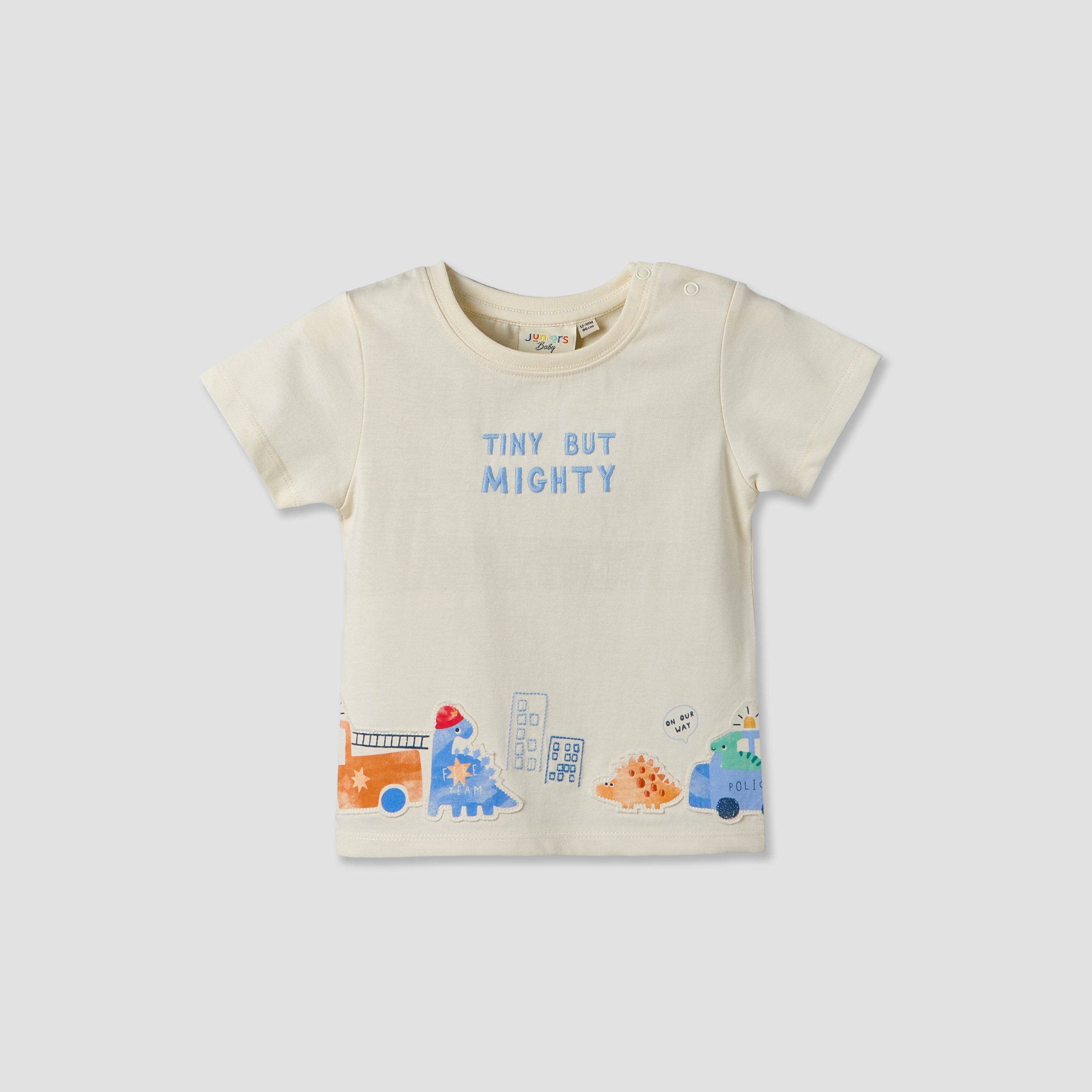 Set of 3 Juniors Round Neck Short Sleeves T-shirt and Shorts Set with Applique Detail