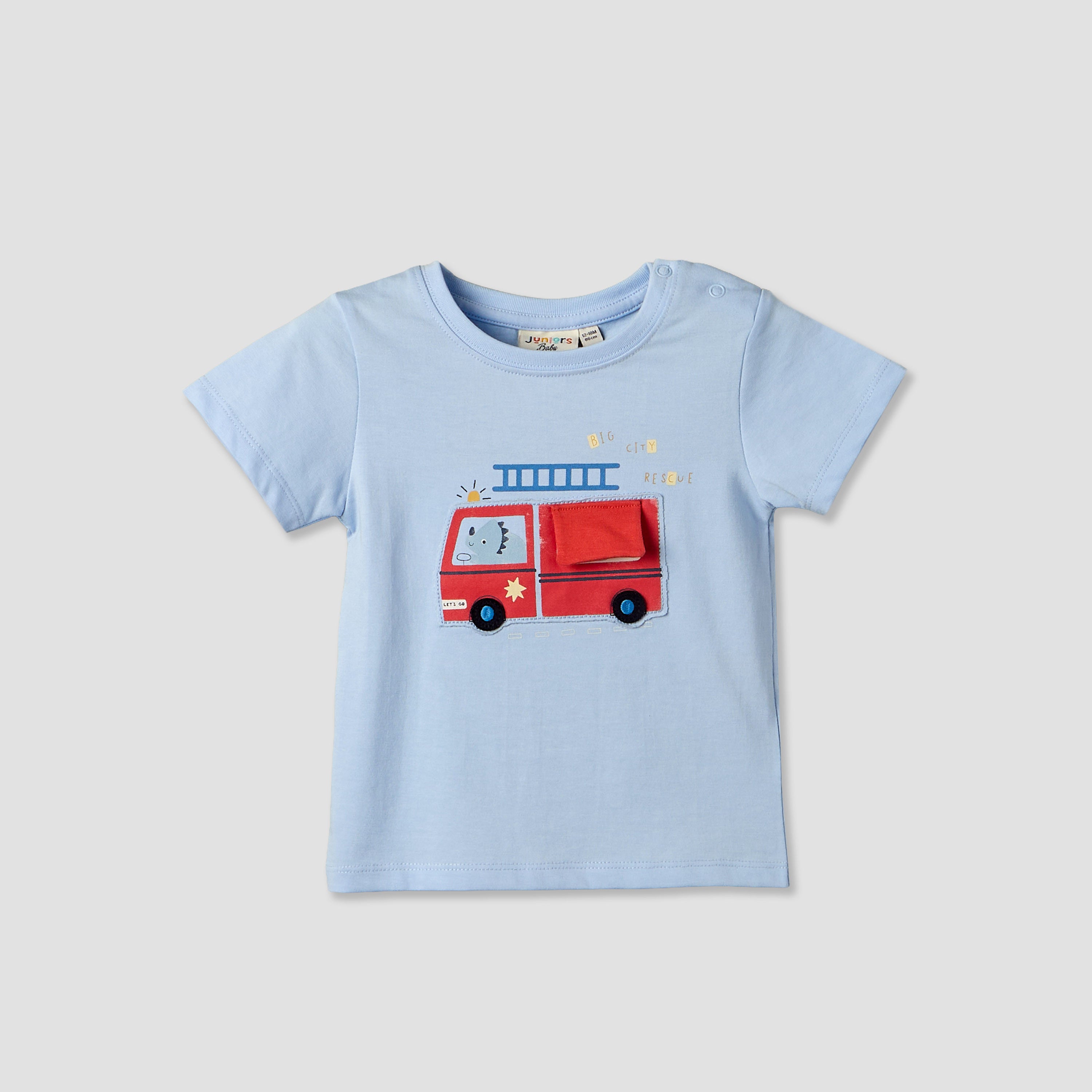 Set of 3 Juniors Round Neck Short Sleeves T-shirt and Shorts Set with Applique Detail