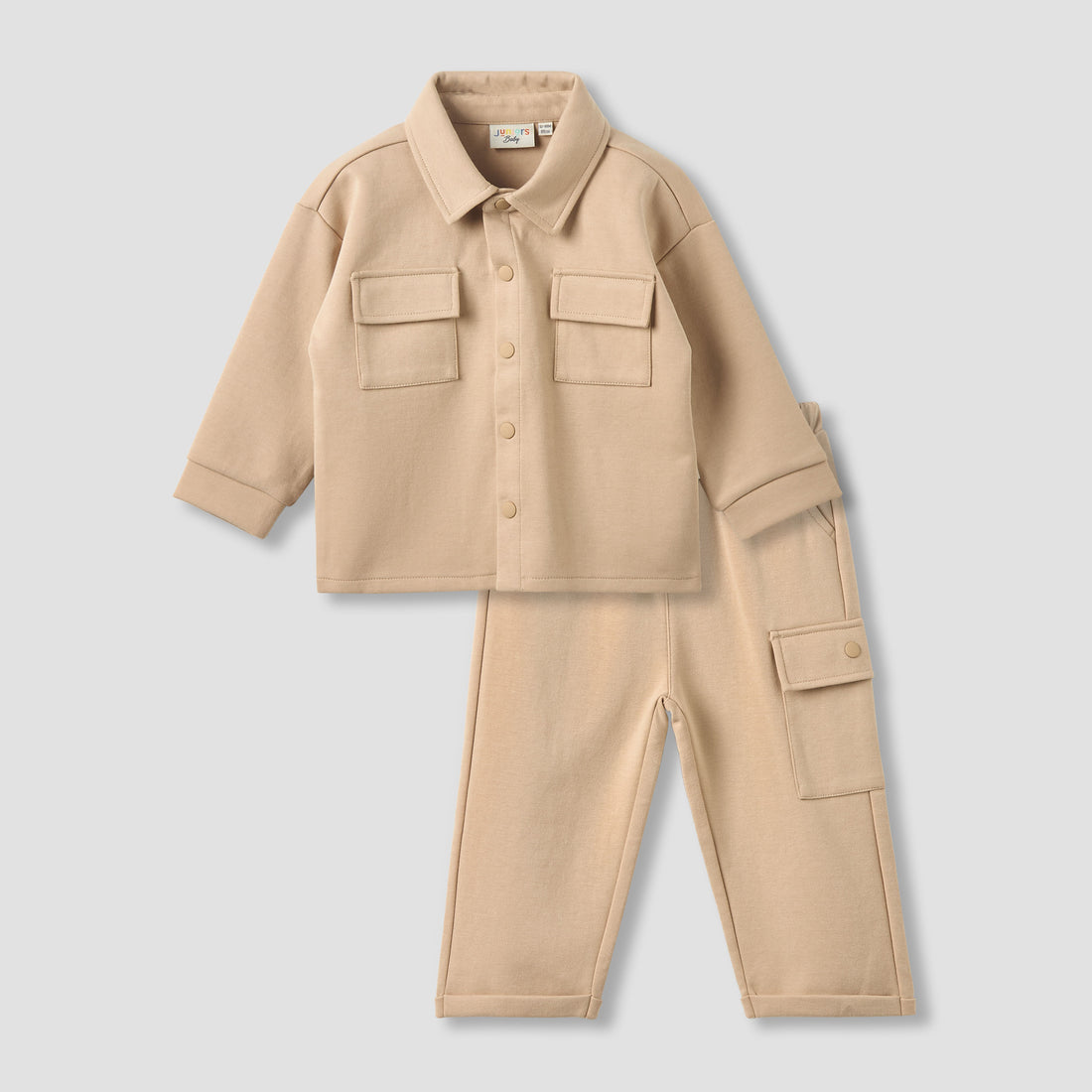 Juniors Collared Neck Long Sleeve Shirt and Pants Set with Pockets
