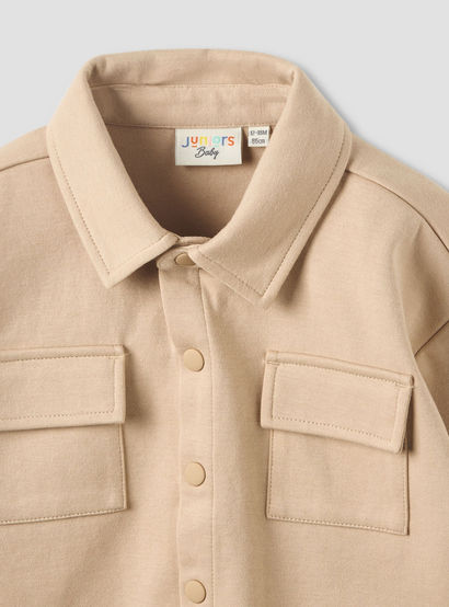 Juniors Collared Neck Long Sleeve Shirt and Pants Set with Pockets-baby-boys-clothing-setsandcoords-image-5