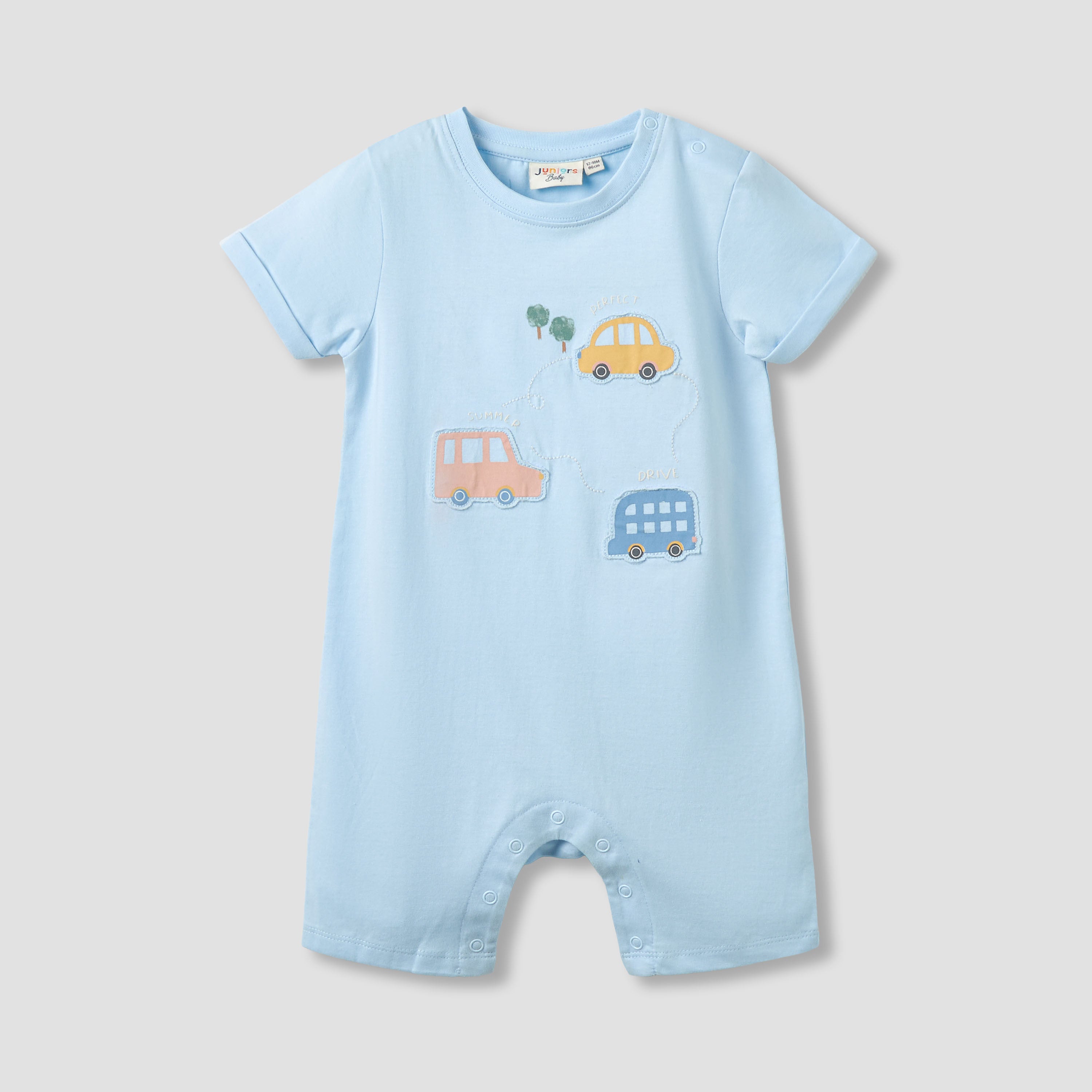 Juniors Crew Neck Short Sleeve Romper with Snap Button Closure - Pack of 2