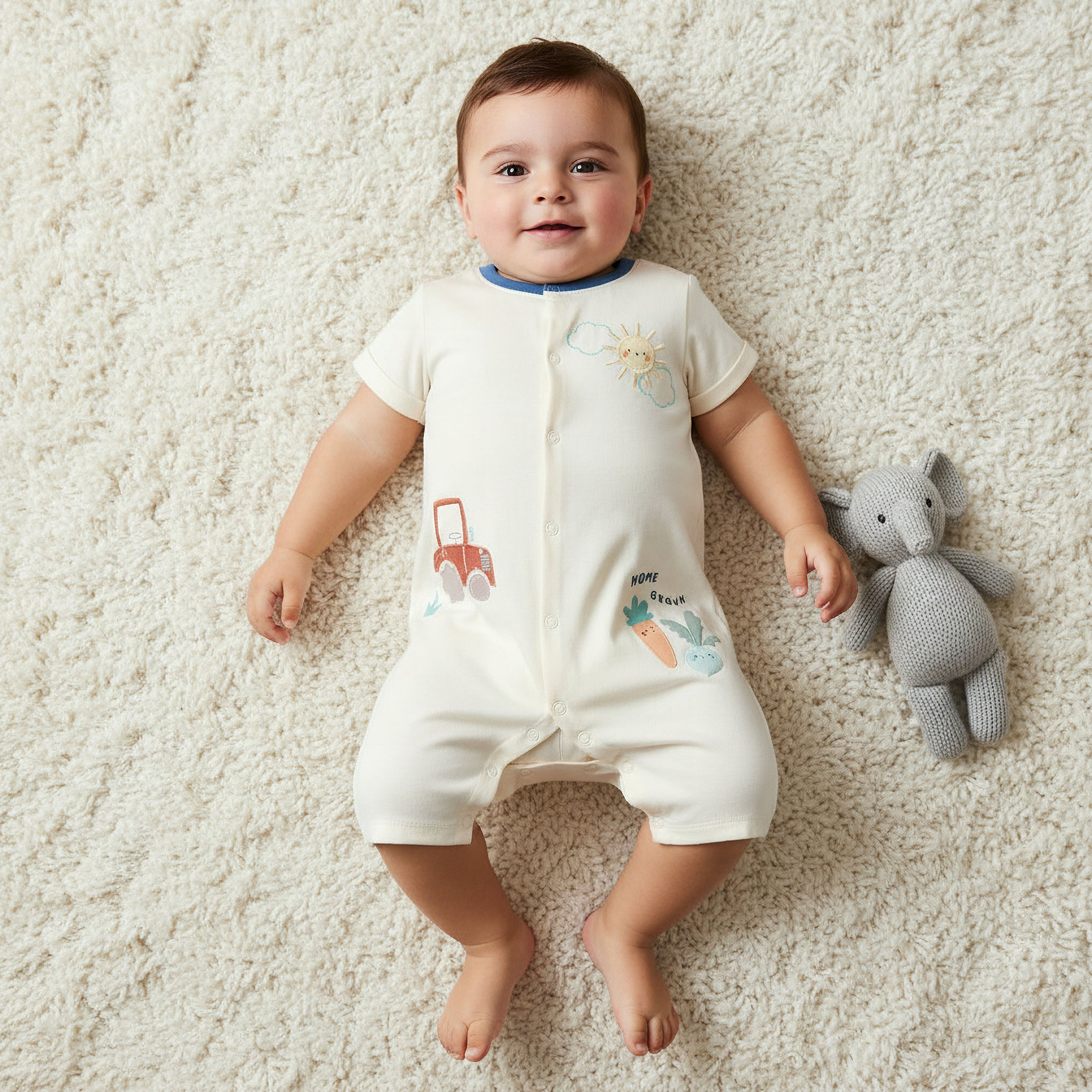 Pack of 2 Juniors Crew Neck Short Sleeves Romper with Fun Print