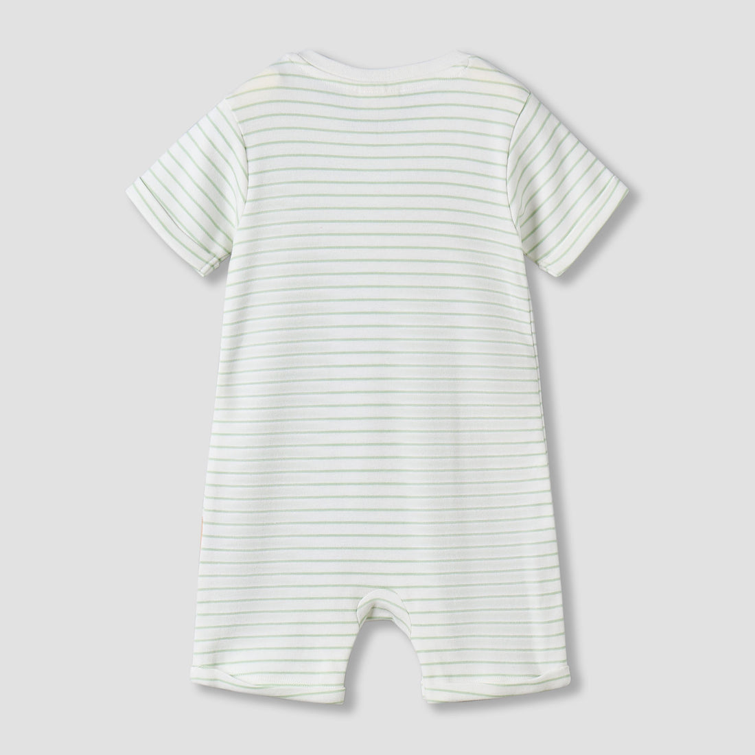 Juniors Short Sleeves Romper with Striped Animal Applique