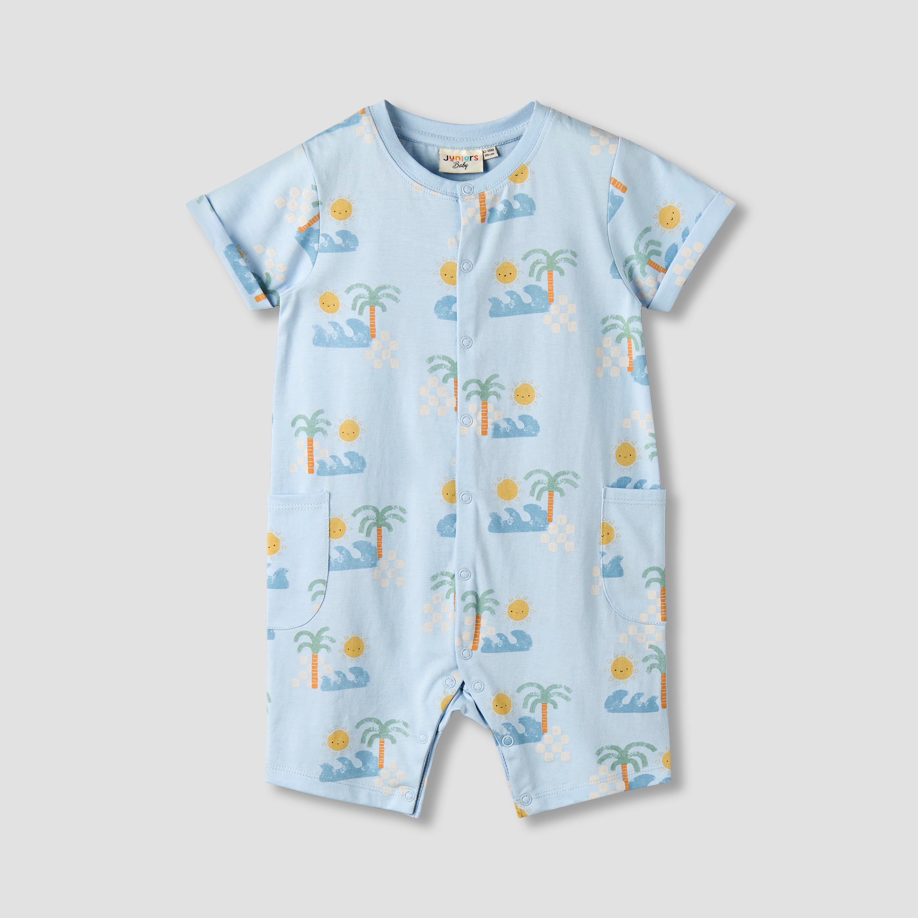 Pack of 2 Juniors Crew Neck Short Sleeves Romper with Snap Button Closure