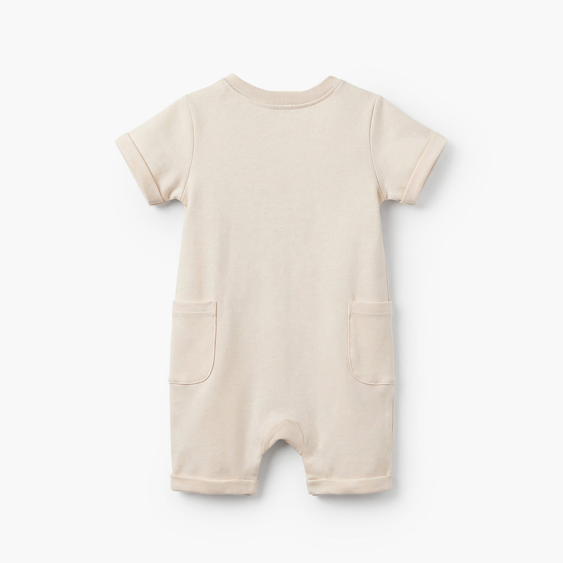 Juniors Crew Neck Short Sleeves Romper with Island Embroidery