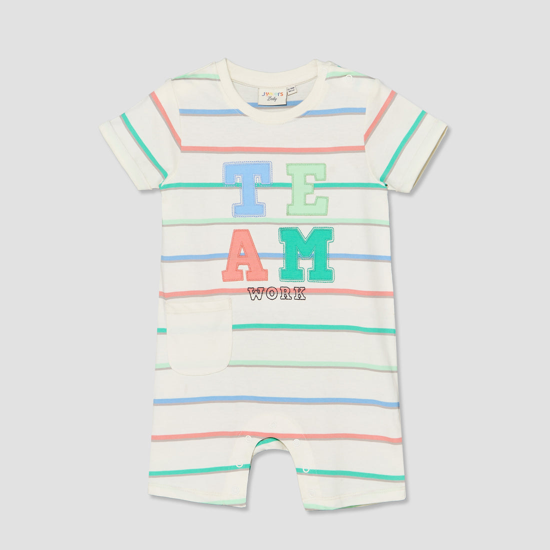Pack of 2 Juniors Round Neck Short Sleeves Romper with Applique Detail