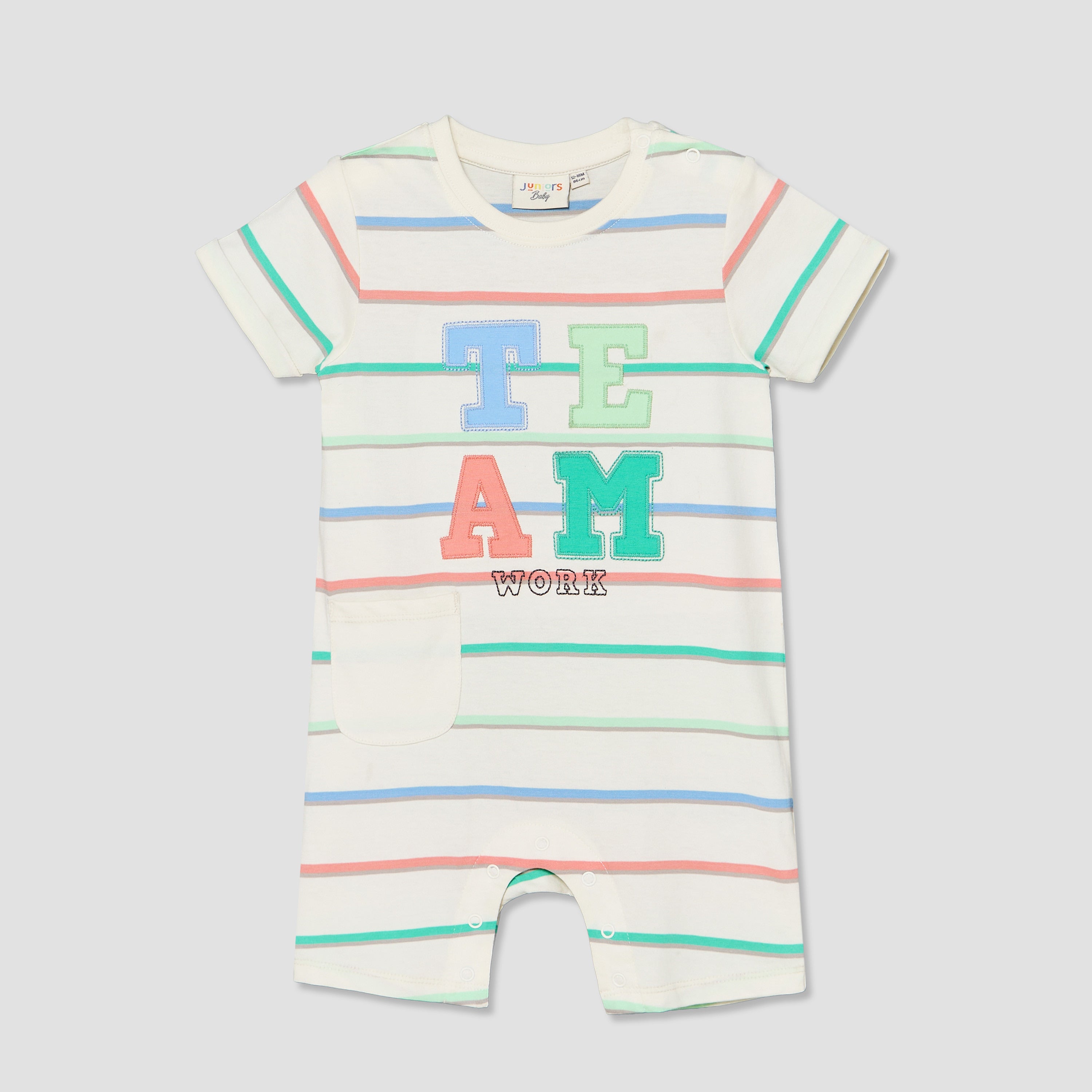Pack of 2 Juniors Round Neck Short Sleeves Romper with Applique Detail